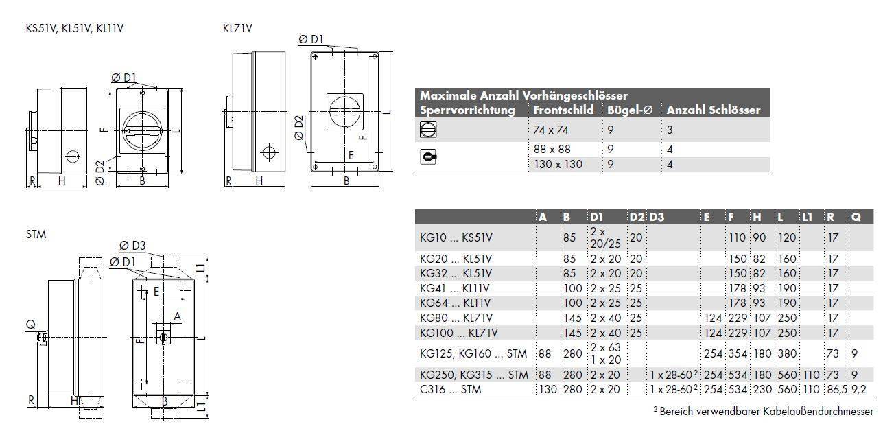 Kraus & Naimer - Reparaturschalter (EMV) - KG315.T103/D-A043.STM