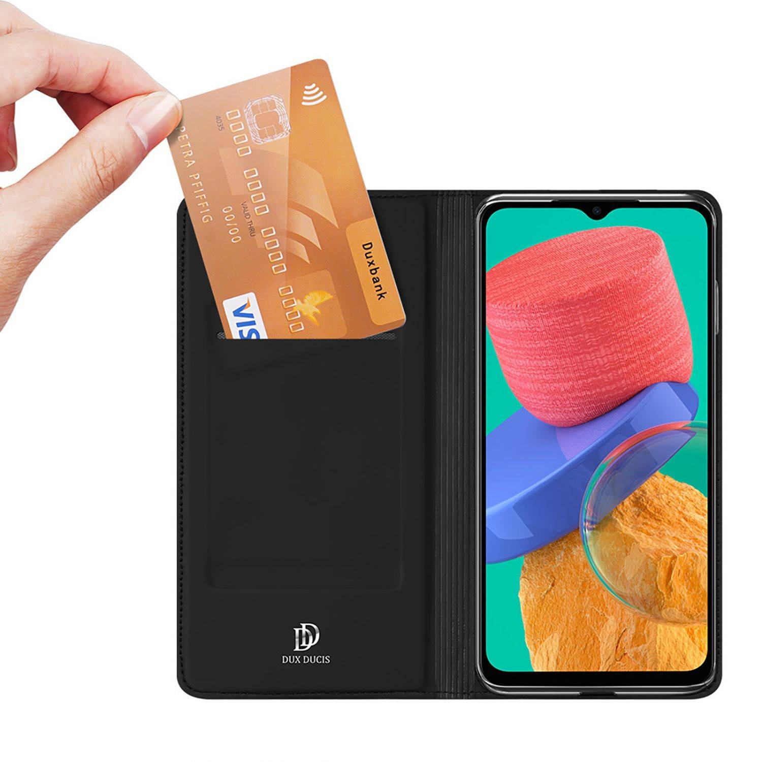 Buch Tasche kompatibel mit Motorola Moto Edge 30 Ultra Brieftasche Schutzhülle mit Standfunktion, Kartenfach schwarz