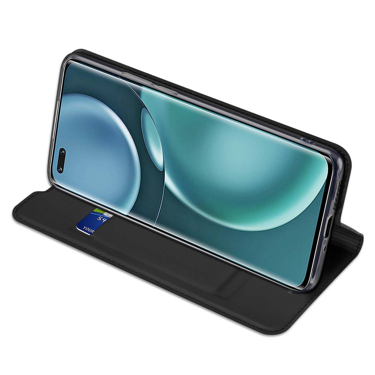 Buch Tasche kompatibel mit Motorola Moto Edge 30 Ultra Brieftasche Schutzhülle mit Standfunktion, Kartenfach schwarz