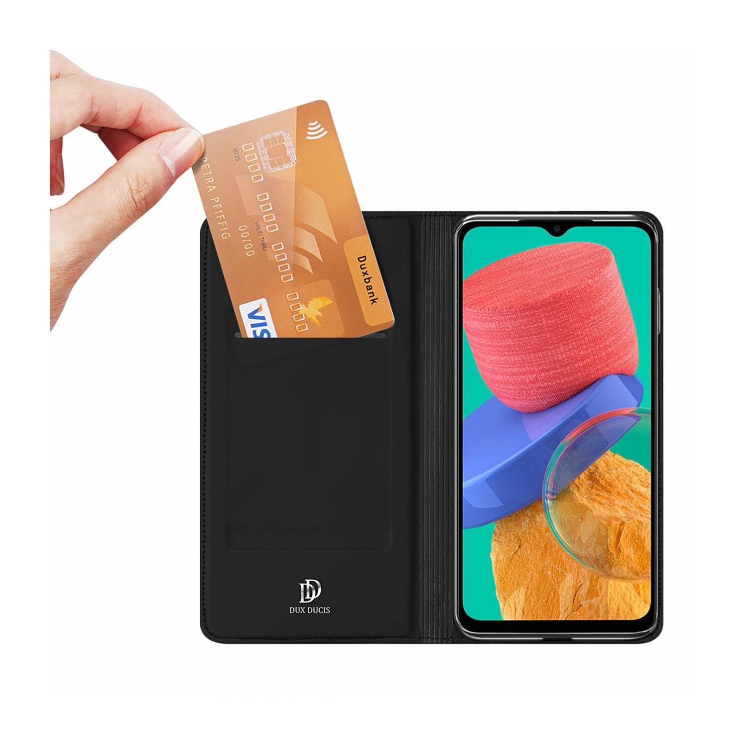 Buch Tasche kompatibel mit Xiaomi Redmi A1 Plus Etui Brieftasche Schutzhülle mit Standfunktion, Kartenfach schwarz