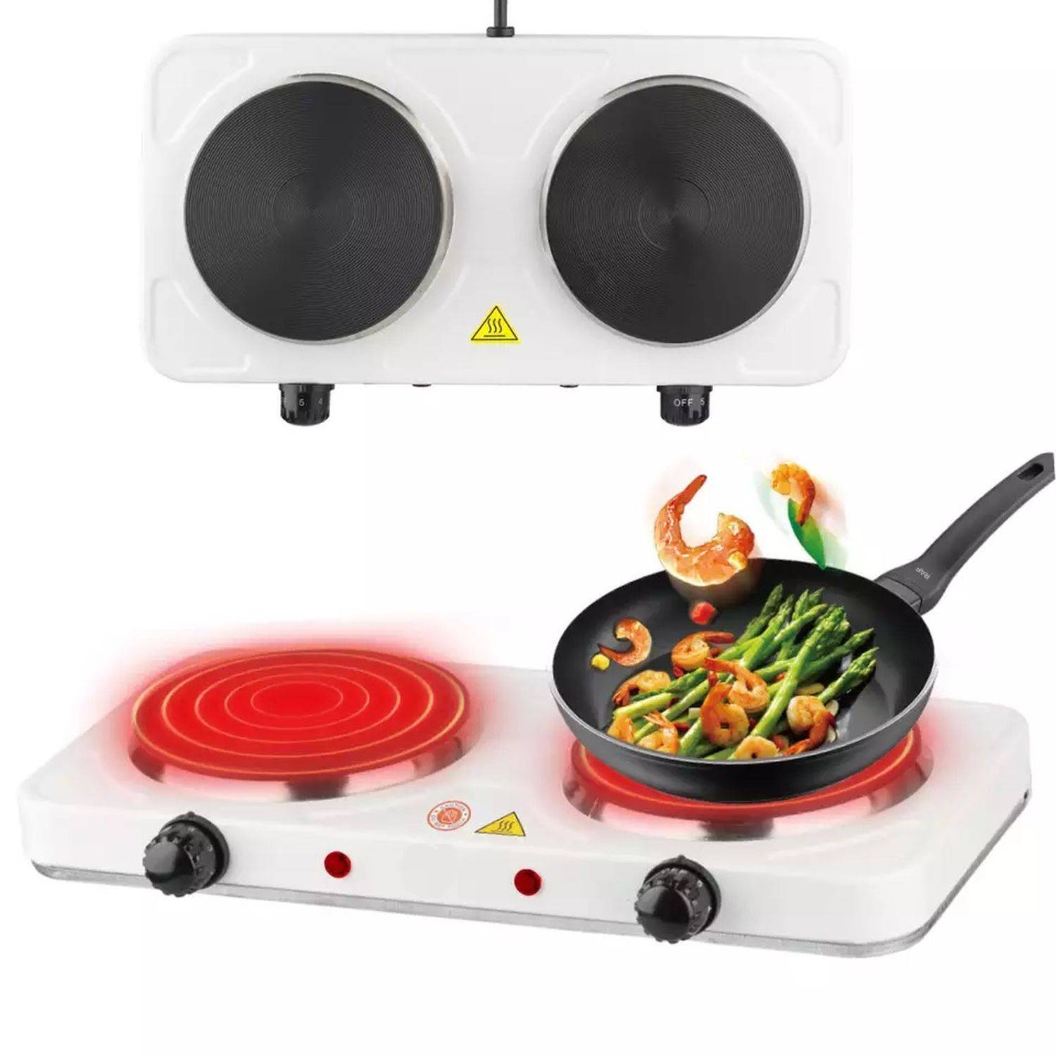 Doppelkochplatte Doppelkochfeld Herdplatte 2 x 1000Watt Kochplatte Camping Tragbar Kochplatte