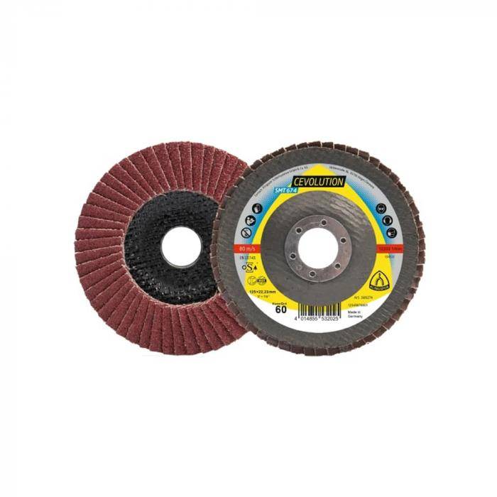 Schleifmopteller für Stahl SMT 674 SUPRA CEVOLUTION - Ø 125 mm - Bohrung 22,23 mm - Korn 60 - gewölbt - VE 10 Stück - Preis per VE