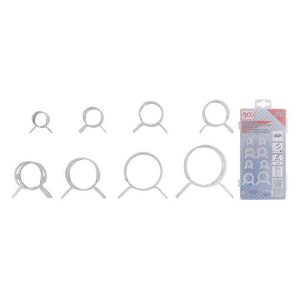 Federband-Schlauchschellen-Sortiment - Ø 6,5 bis 18 mm - 80-teilig