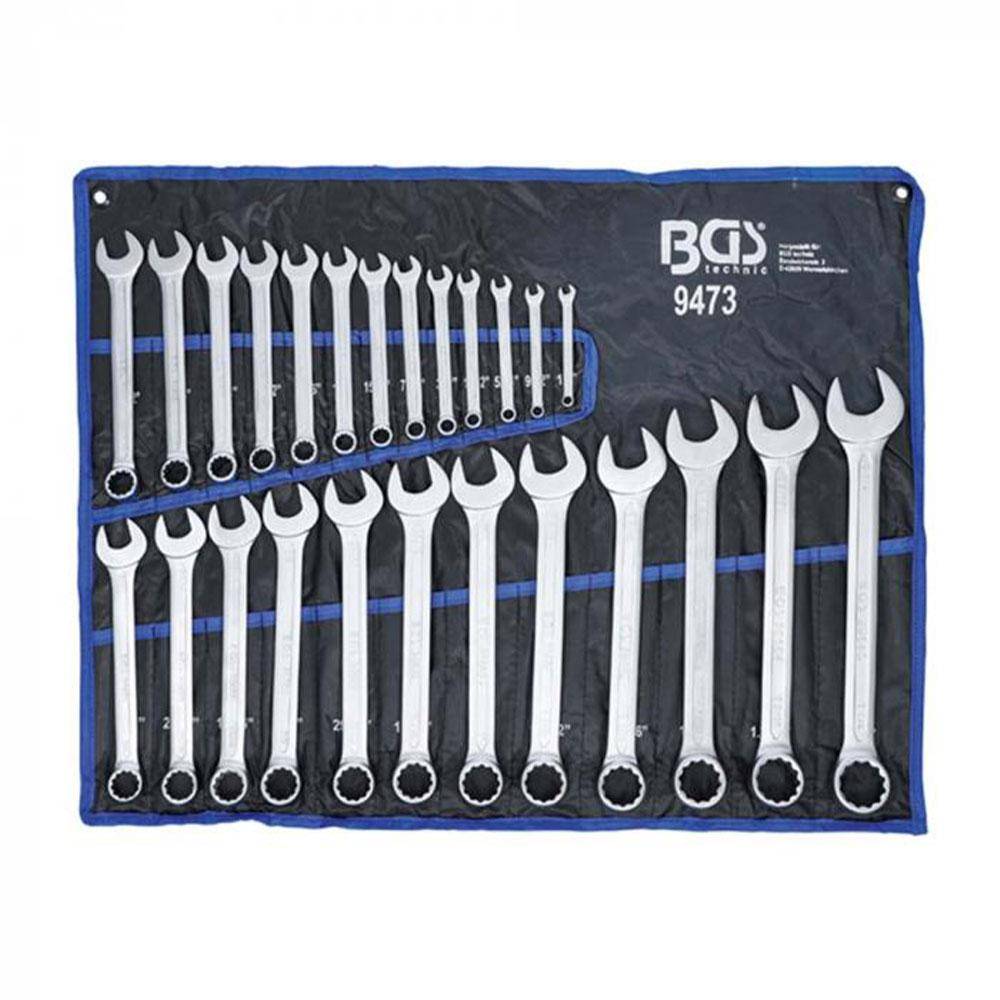 Maul-Ringschlüssel-Satz - Ringseite Zwölfkant - SW 1/4" bis 1 1/4" - 25-teilig