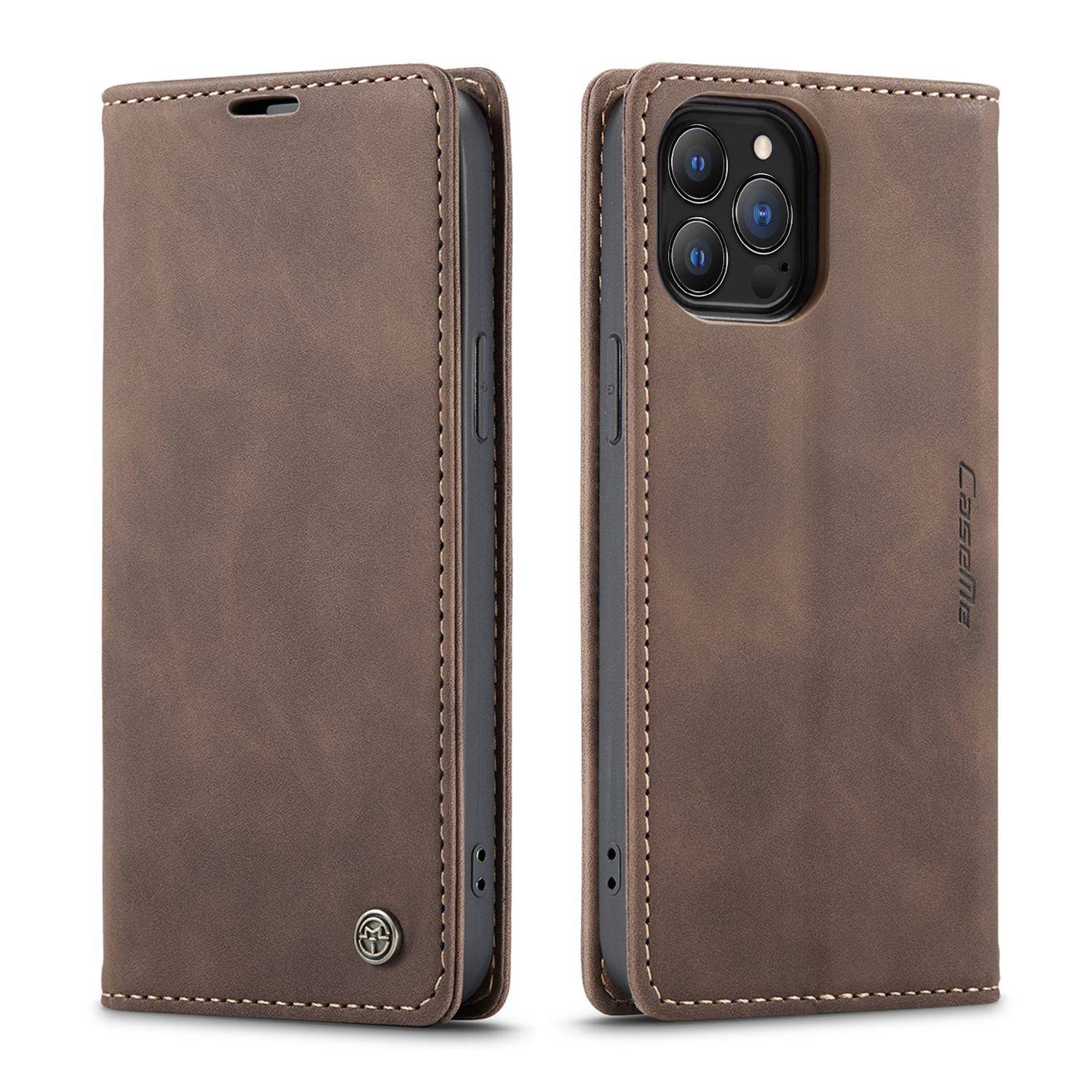 Hülle kompatibel mit Apple iPhone 13 Pro Max Kunstleder Handyhülle - Handy Case Braun