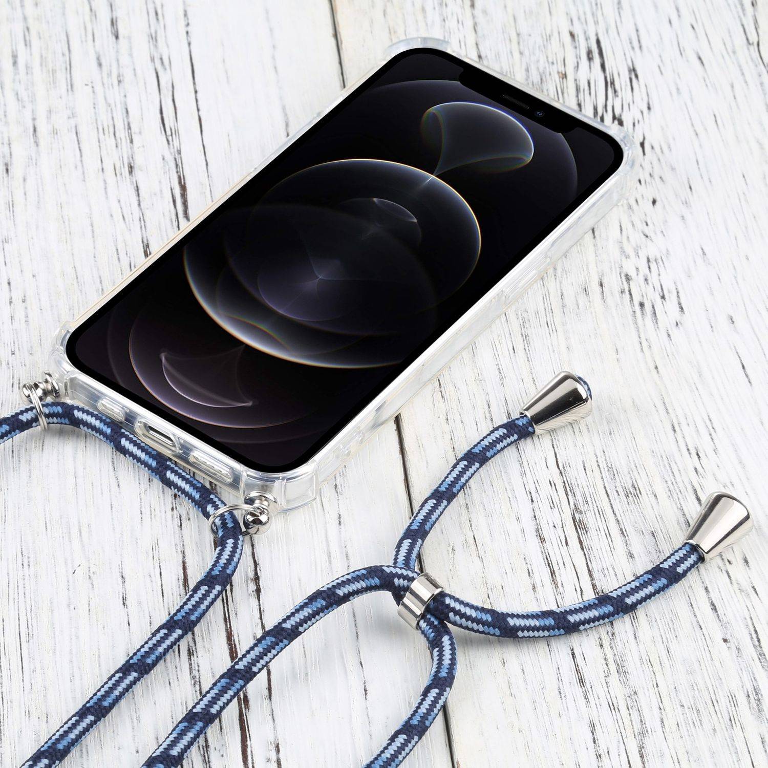 Hülle kompatibel mit Apple iPhone 13 Pro Kunststoff Handykette Cover - Case Handyhülle Blau
