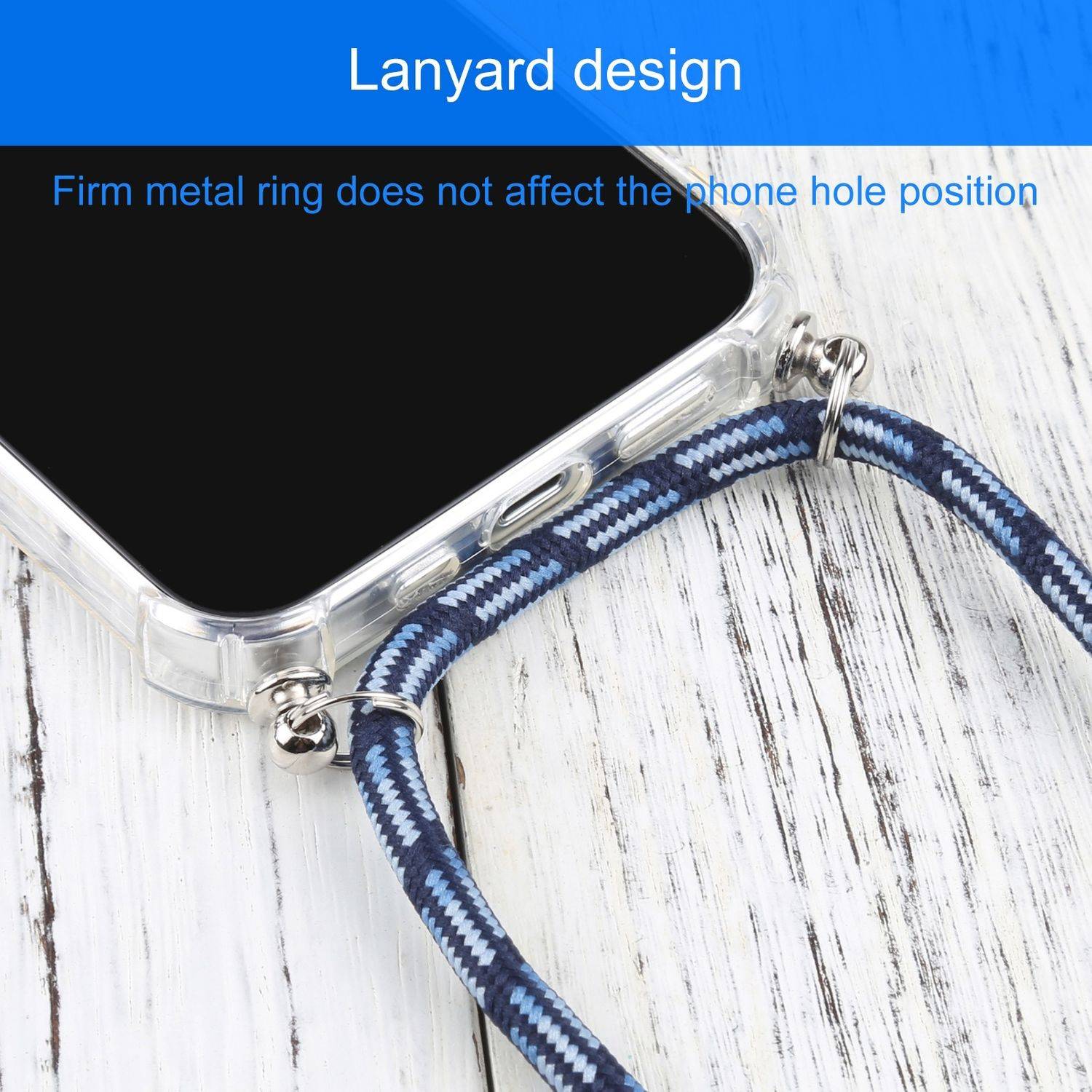 Hülle kompatibel mit Apple iPhone 13 Pro Kunststoff Handykette Cover - Case Handyhülle Blau