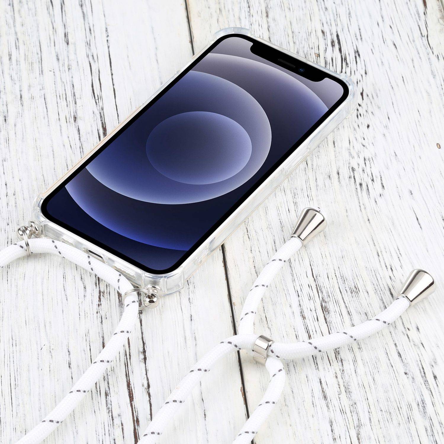 Hülle kompatibel mit Apple iPhone 13 mini Kunststoff Handykette Cover - Case Handyhülle Weiß