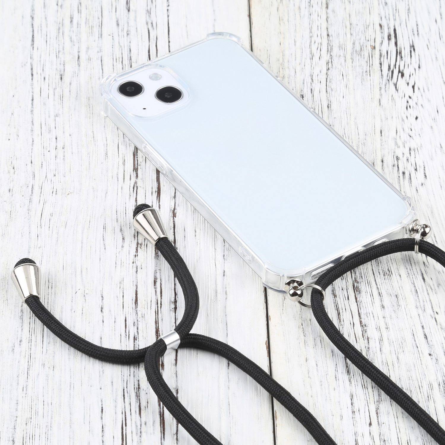 Hülle kompatibel mit Apple iPhone 13 Kunststoff Handykette Cover - Case Handyhülle Schwarz