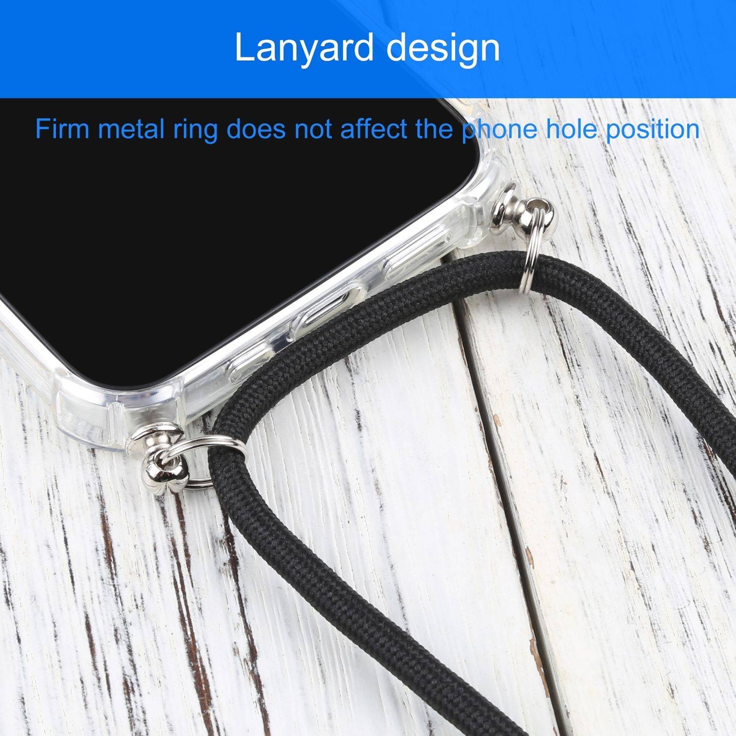 Hülle kompatibel mit Apple iPhone 13 Kunststoff Handykette Cover - Case Handyhülle Schwarz