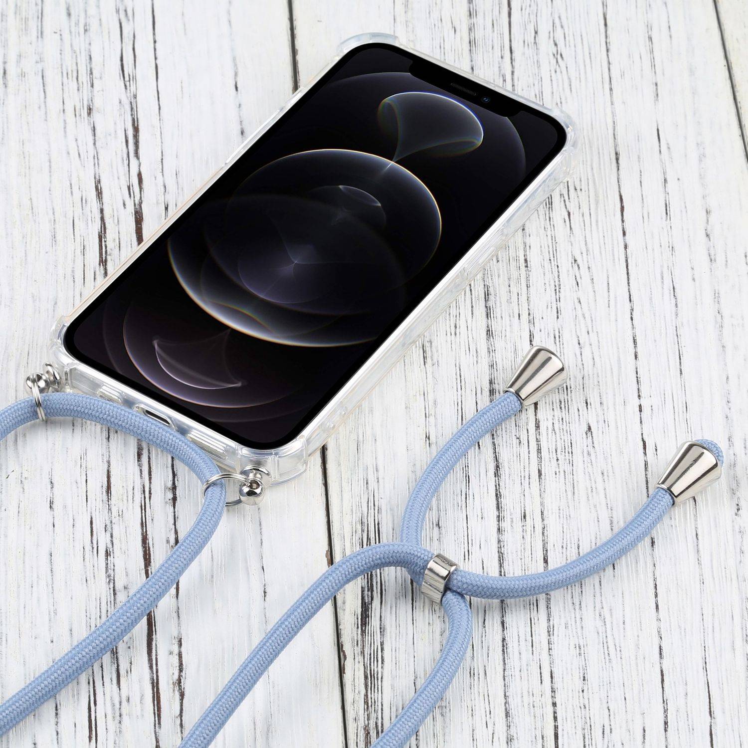 Hülle kompatibel mit Apple iPhone 13 Pro Max Kunststoff Handykette Cover - Case Handyhülle Blau