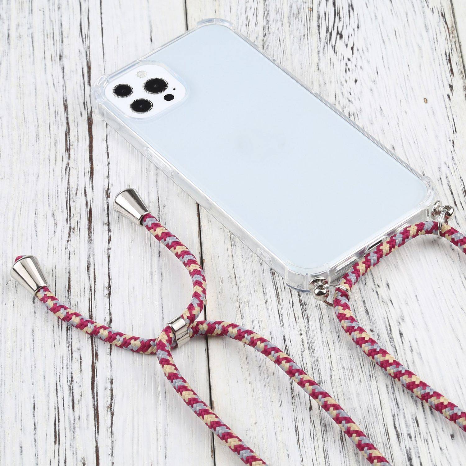 Hülle kompatibel mit Apple iPhone 13 Pro Max Kunststoff Handykette Cover - Case Handyhülle Rot