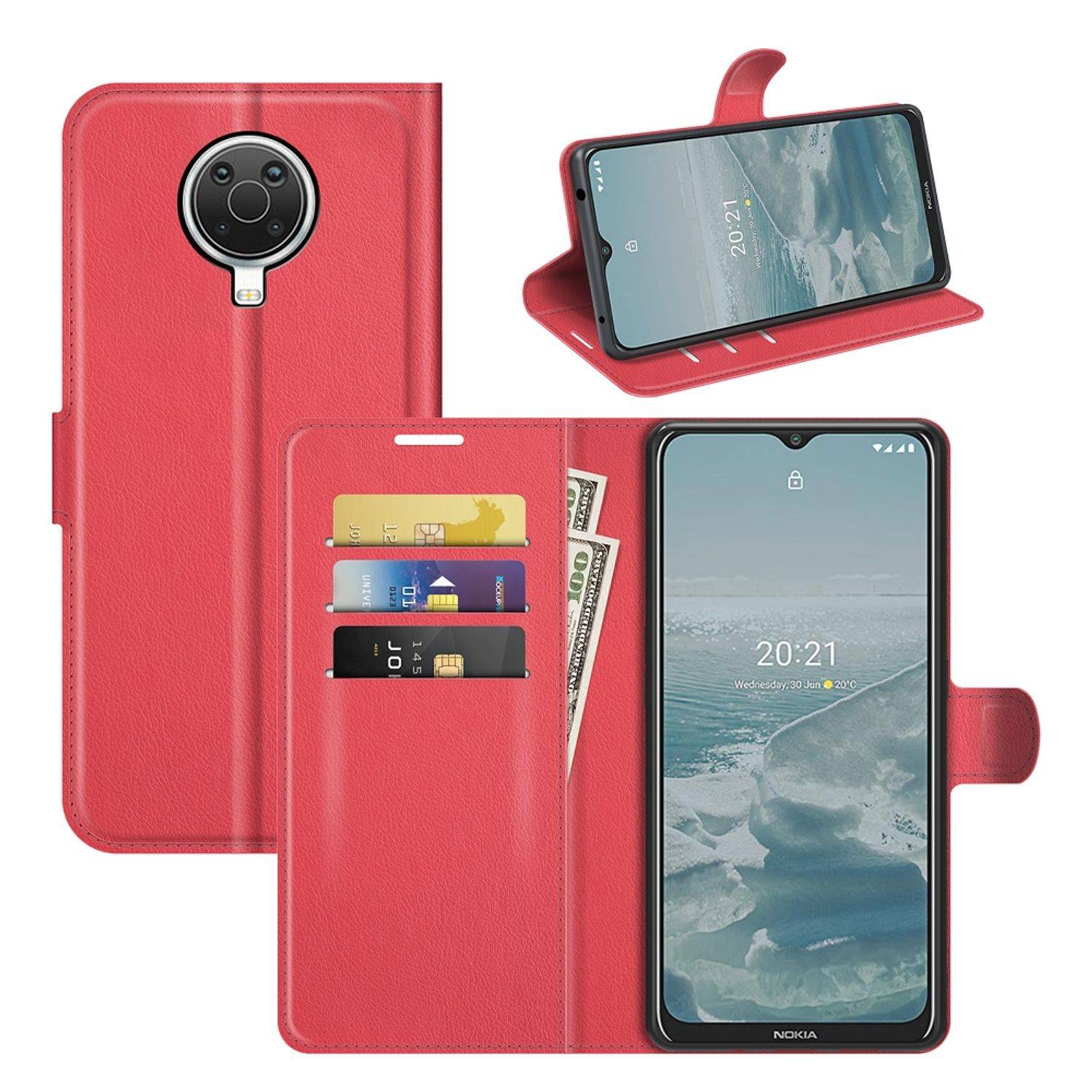 Hülle kompatibel mit Nokia G10 / G20 Kunstleder Handyhülle - Handy Case Rot