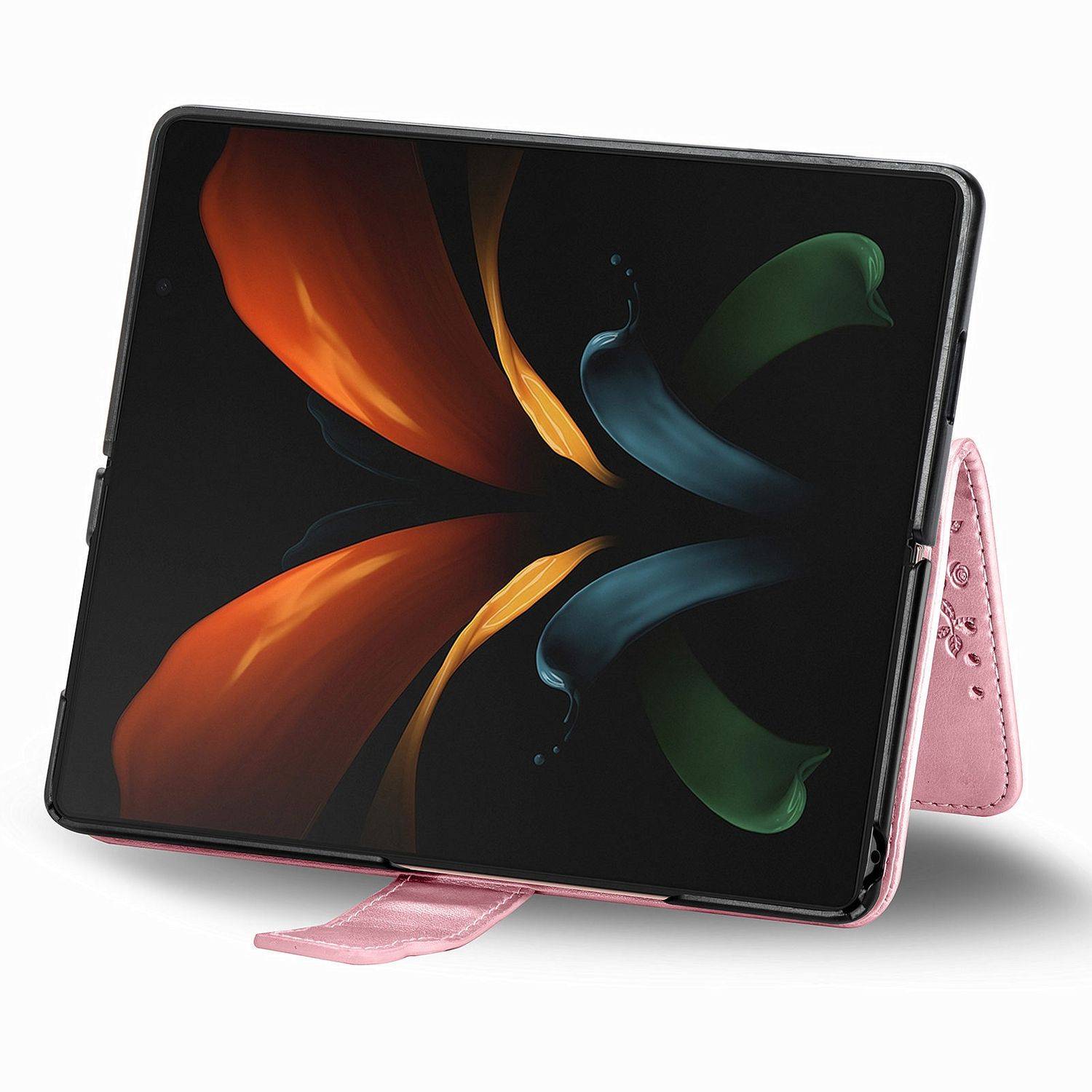 Hülle kompatibel mit Samsung Galaxy Z Fold3 5G Kunstleder Handyhülle - Handy Case Rosa