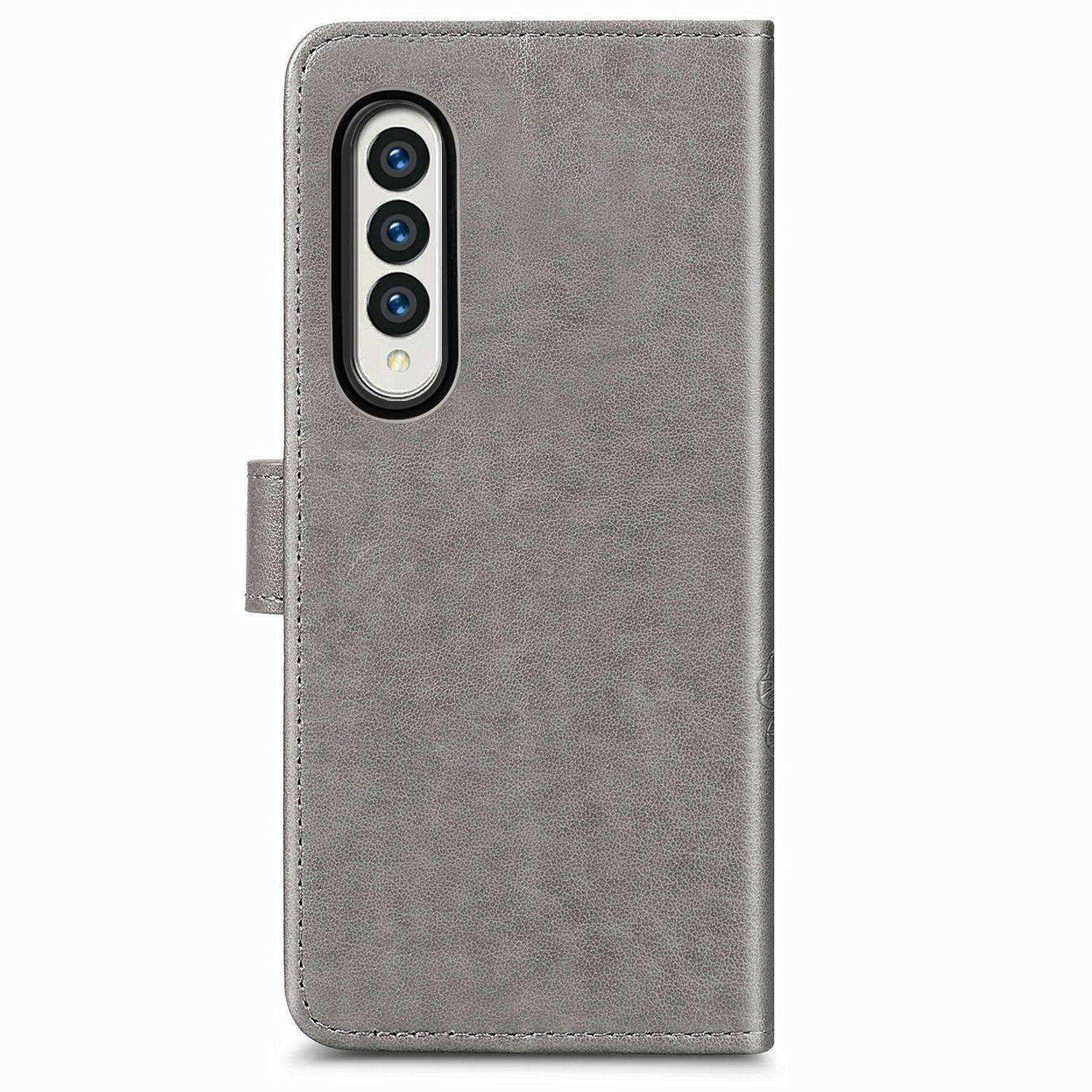 Hülle kompatibel mit Samsung Galaxy Z Fold3 5G Kunstleder Handyhülle - Handy Case Grau