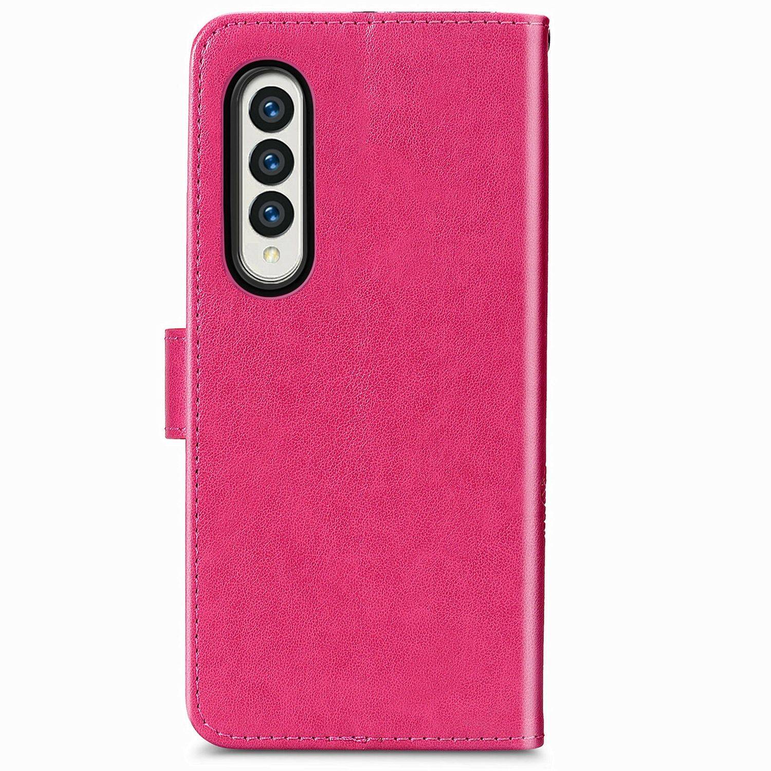 Hülle kompatibel mit Samsung Galaxy Z Fold3 5G Kunstleder Handyhülle - Handy Case Rosa