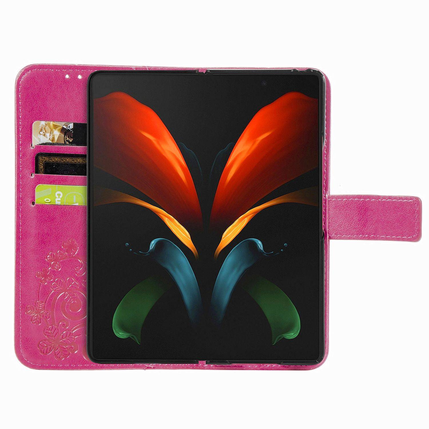 Hülle kompatibel mit Samsung Galaxy Z Fold3 5G Kunstleder Handyhülle - Handy Case Rosa