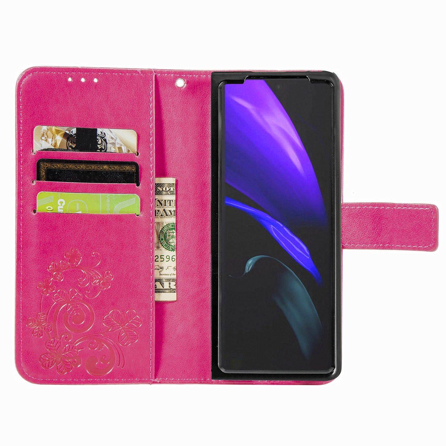 Hülle kompatibel mit Samsung Galaxy Z Fold3 5G Kunstleder Handyhülle - Handy Case Rosa