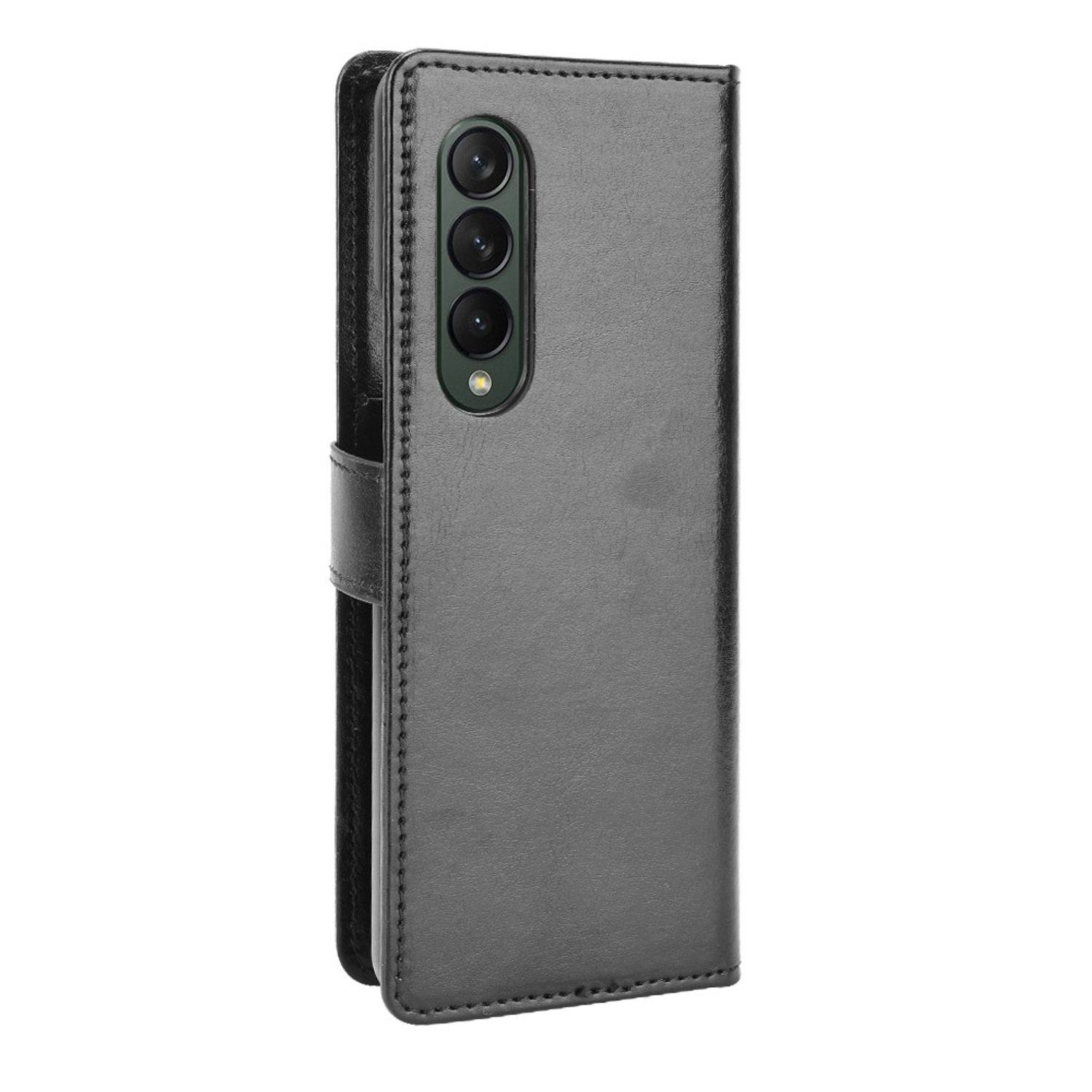Hülle kompatibel mit Samsung Galaxy Z Fold3 5G Kunstleder Handyhülle - Handy Case Schwarz
