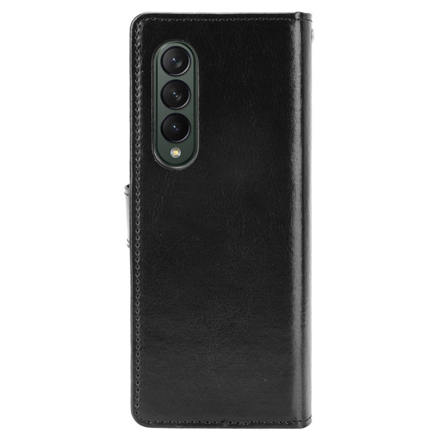 Hülle kompatibel mit Samsung Galaxy Z Fold3 5G Kunstleder Handyhülle - Handy Case Schwarz