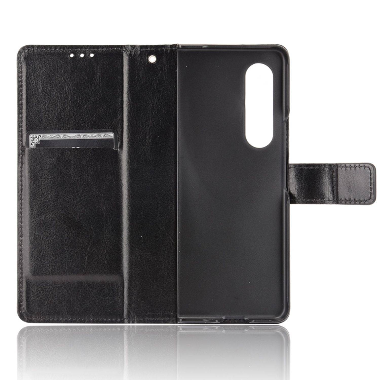 Hülle kompatibel mit Samsung Galaxy Z Fold3 5G Kunstleder Handyhülle - Handy Case Schwarz