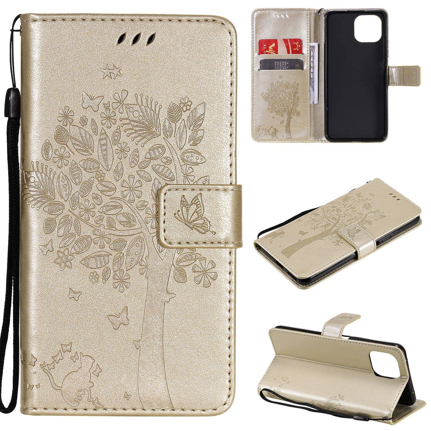 Hülle kompatibel mit Xiaomi Mi 11 Lite Kunstleder Handyhülle - Handy Case Gold