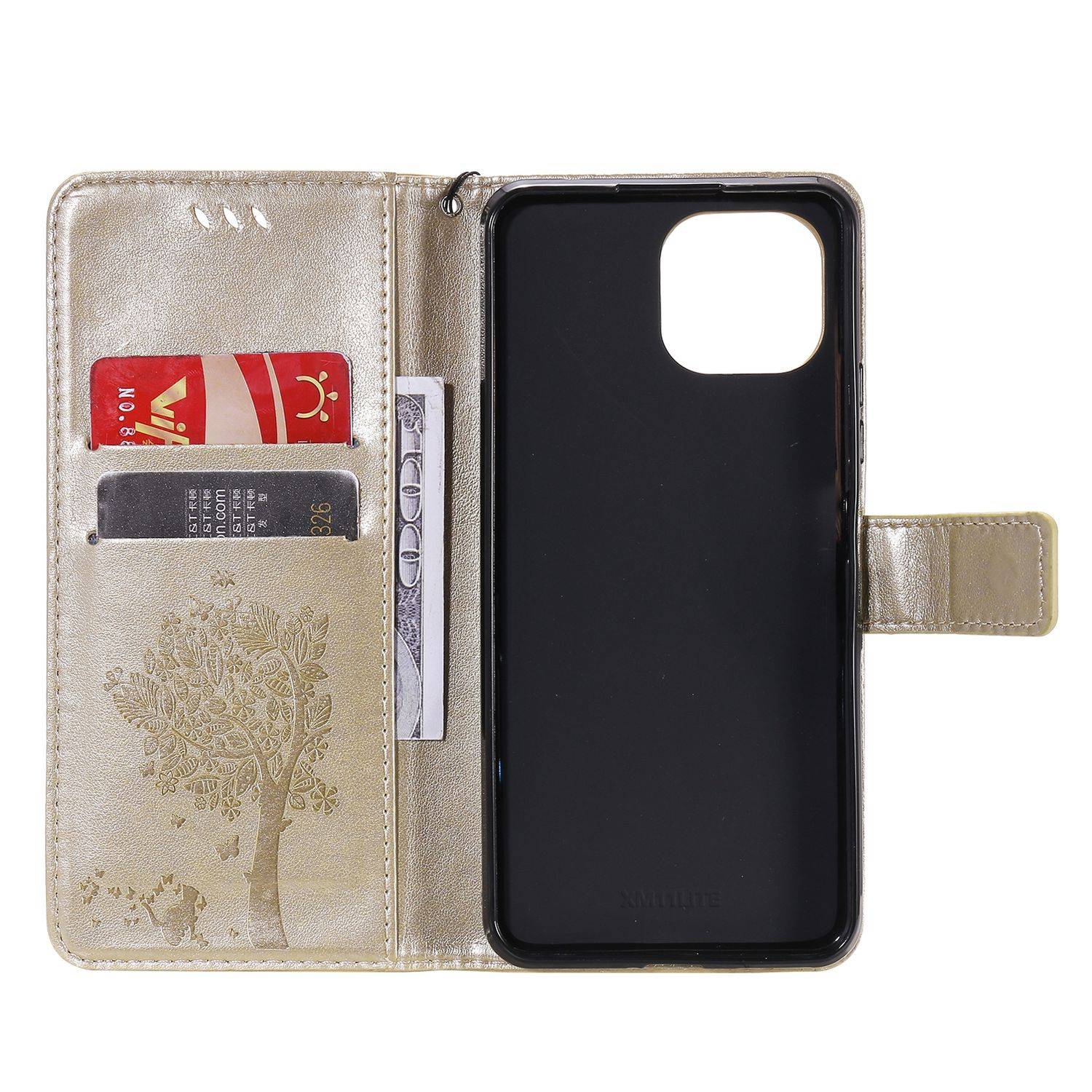 Hülle kompatibel mit Xiaomi Mi 11 Lite Kunstleder Handyhülle - Handy Case Gold