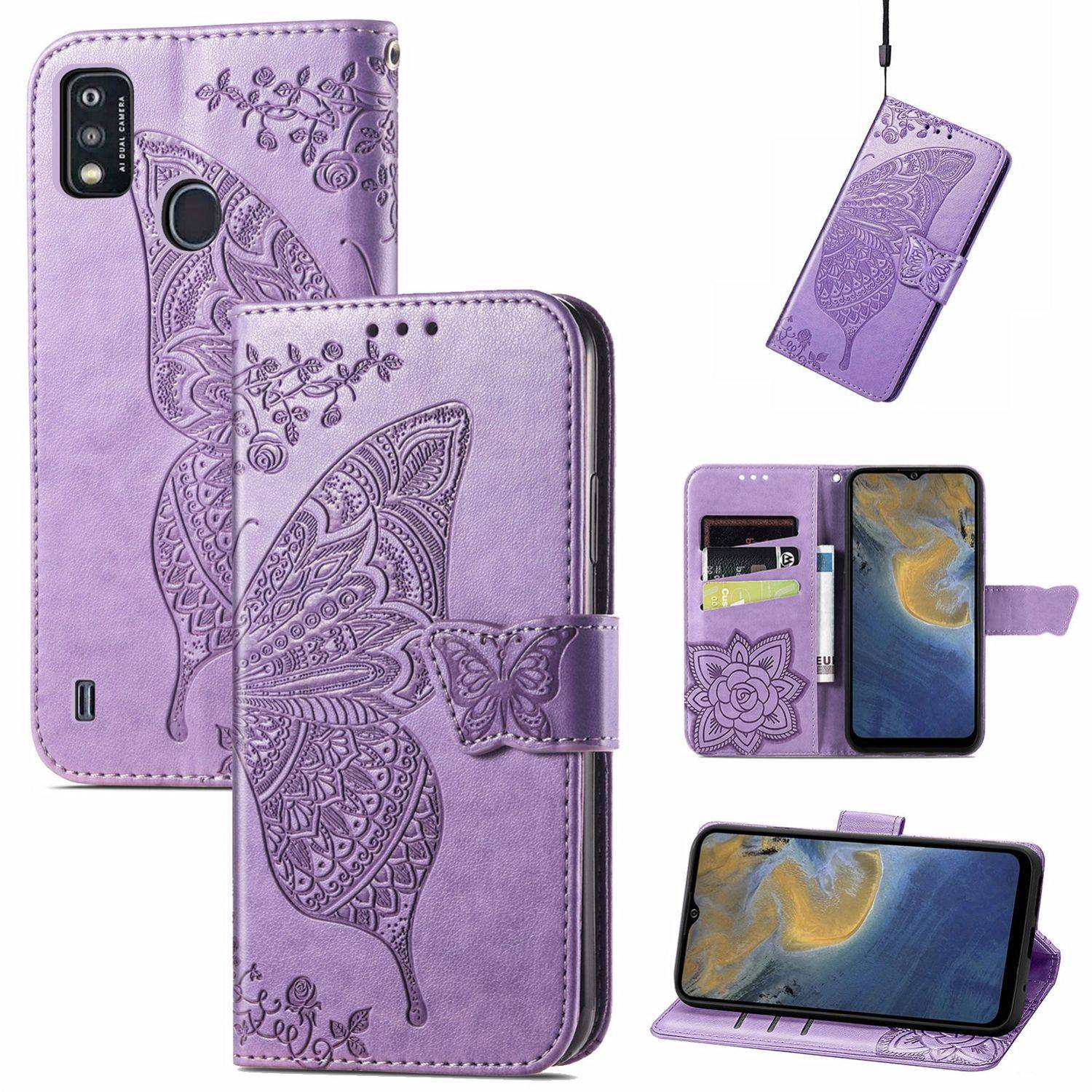 Hülle kompatibel mit ZTE Blade A51 Kunstleder Handyhülle - Handy Case Violett Hell