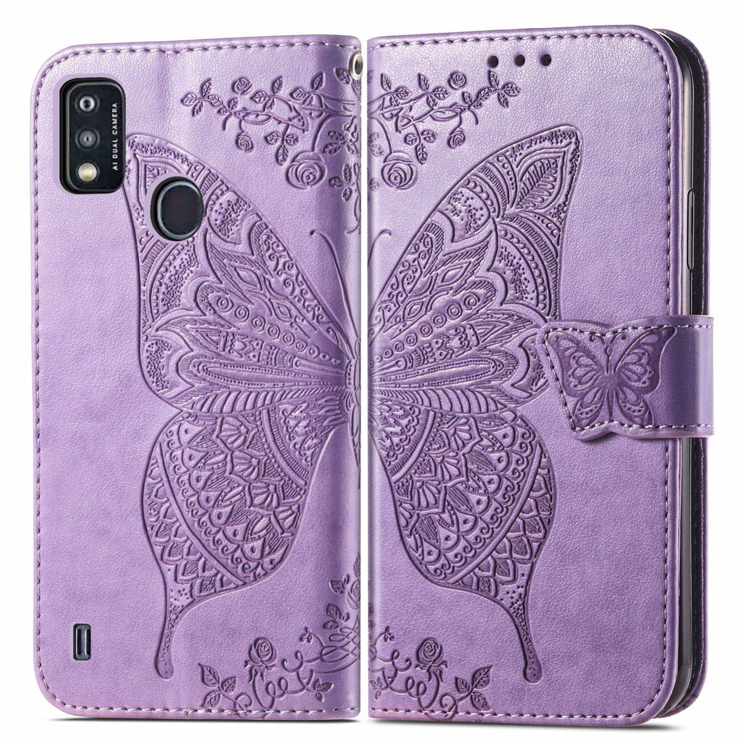 Hülle kompatibel mit ZTE Blade A51 Kunstleder Handyhülle - Handy Case Violett Hell