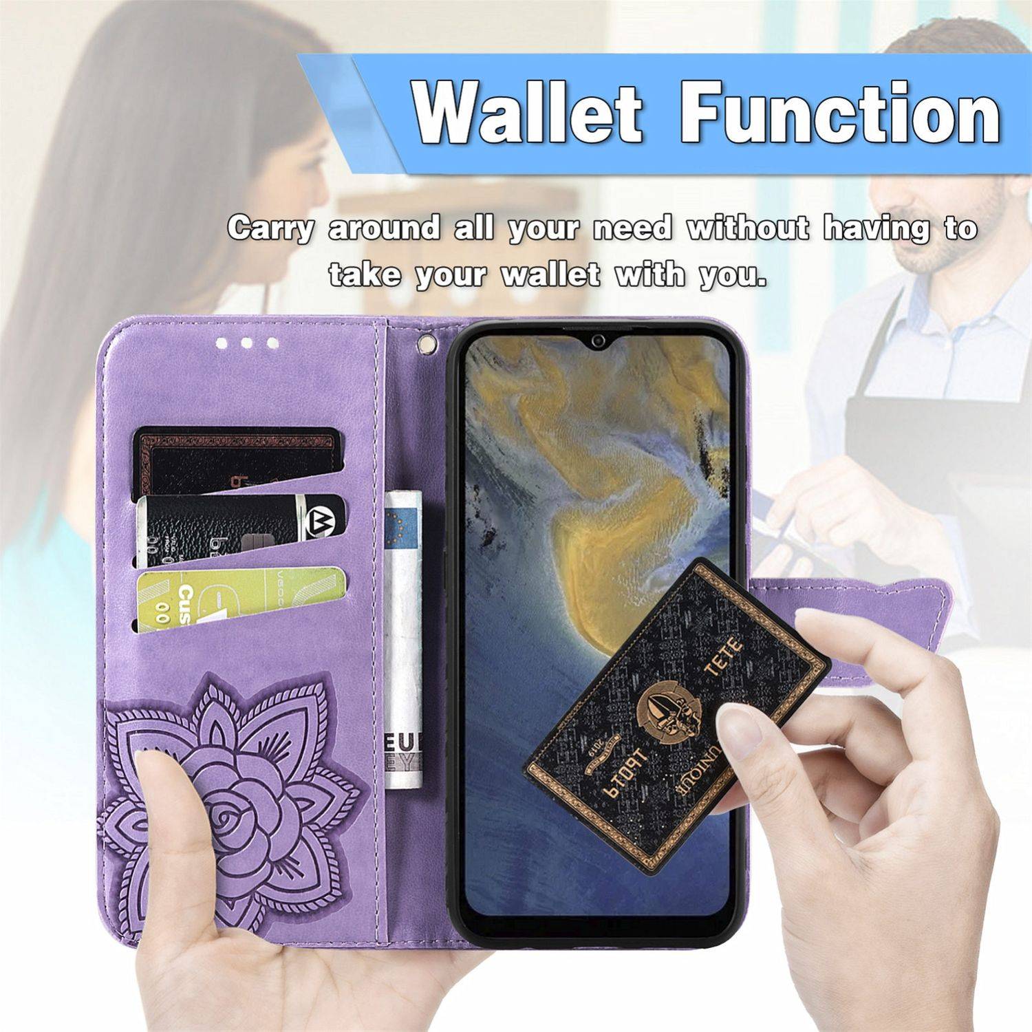 Hülle kompatibel mit ZTE Blade A51 Kunstleder Handyhülle - Handy Case Violett Hell