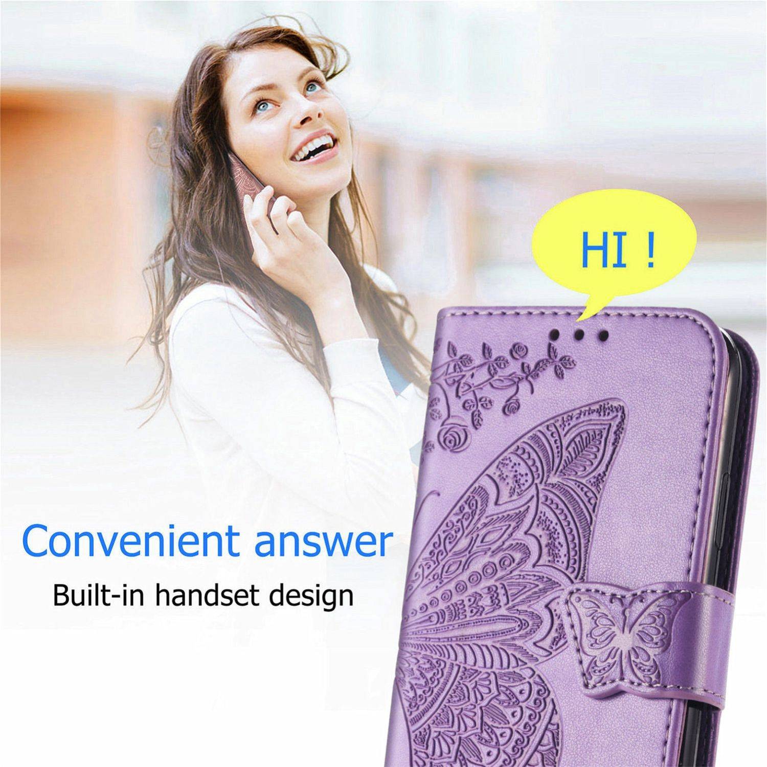 Hülle kompatibel mit ZTE Blade A51 Kunstleder Handyhülle - Handy Case Violett Hell