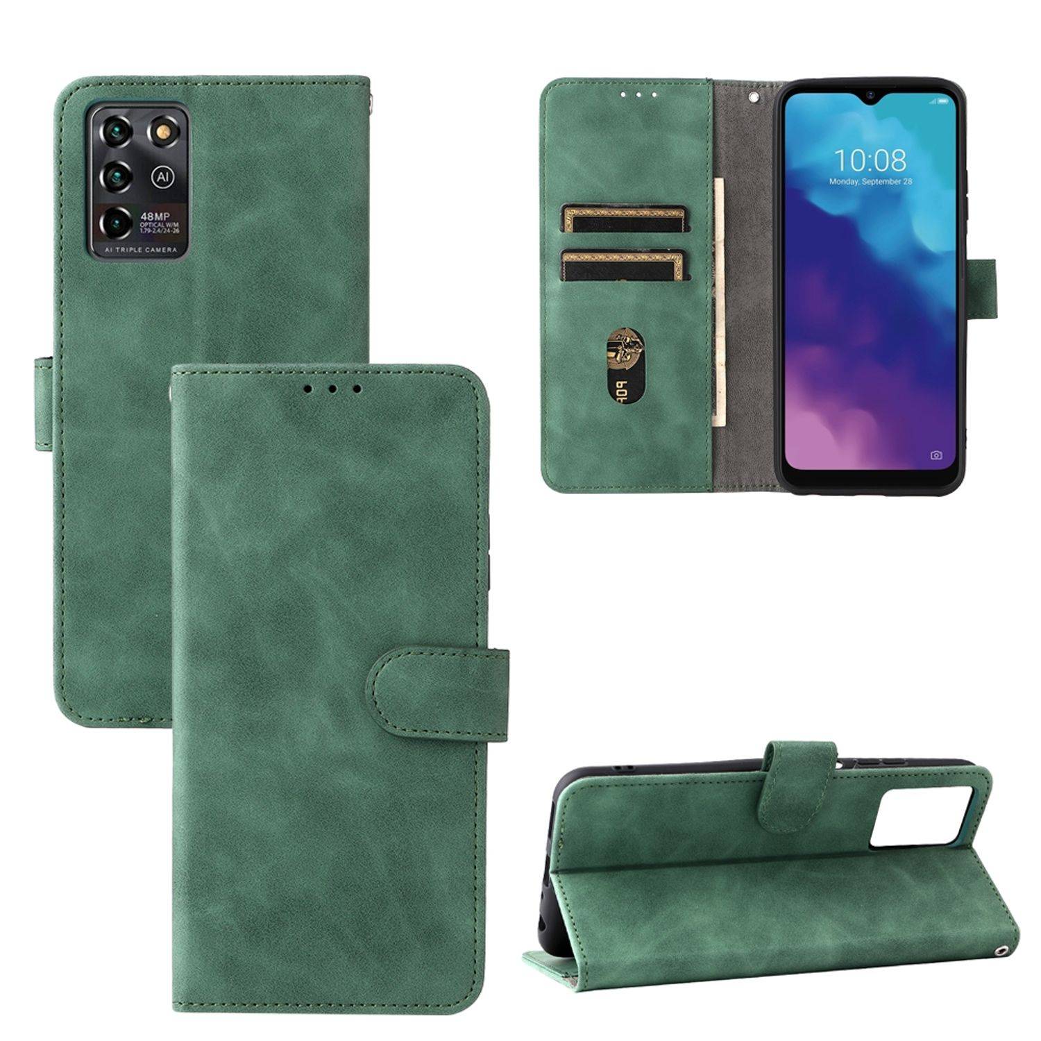 Hülle kompatibel mit ZTE Blade V30 Vita Kunstleder Handyhülle - Handy Case Grün