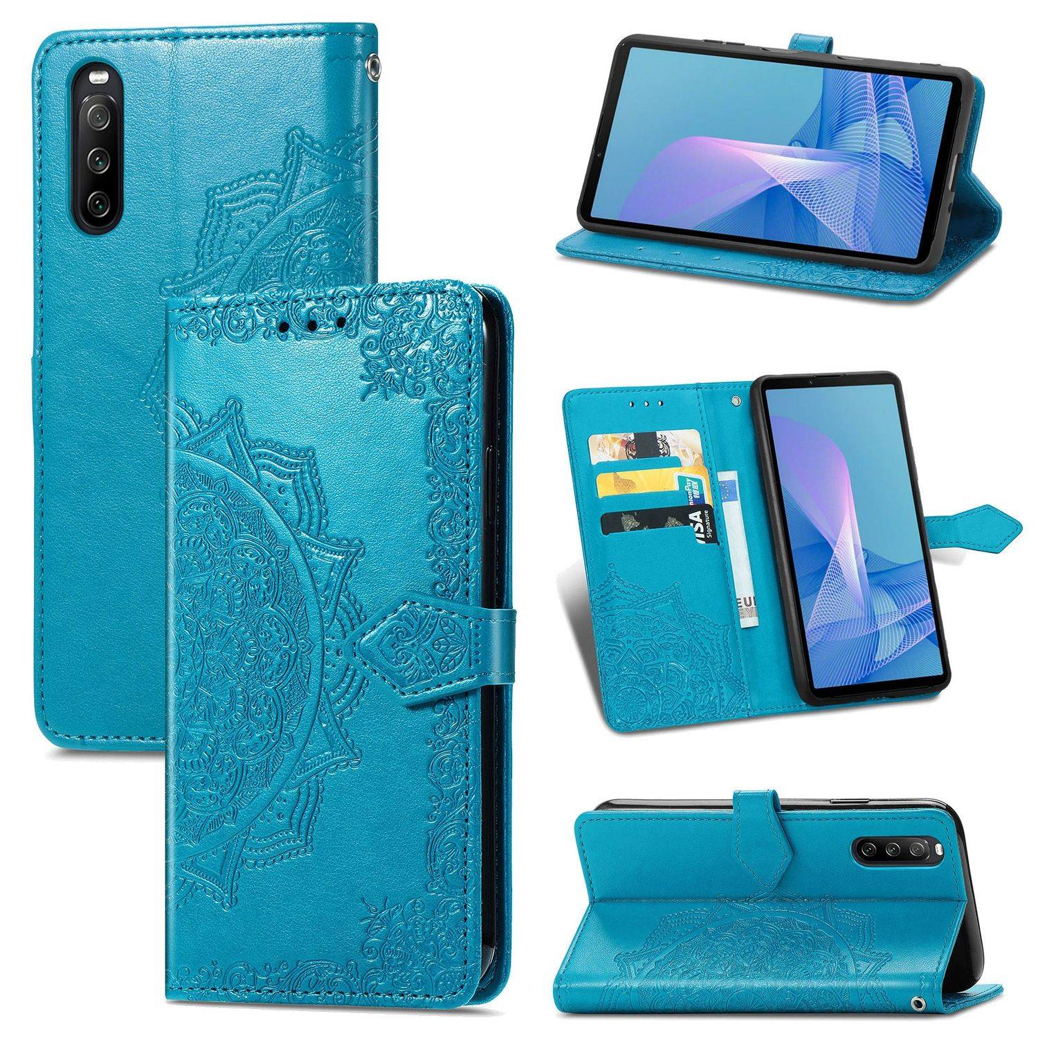 Hülle kompatibel mit Sony Xperia 1 III Kunstleder Handyhülle - Handy Case Blau