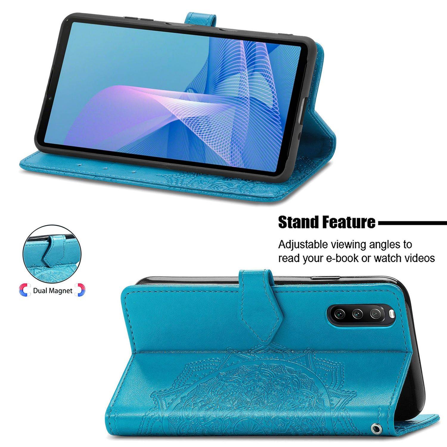 Hülle kompatibel mit Sony Xperia 1 III Kunstleder Handyhülle - Handy Case Blau