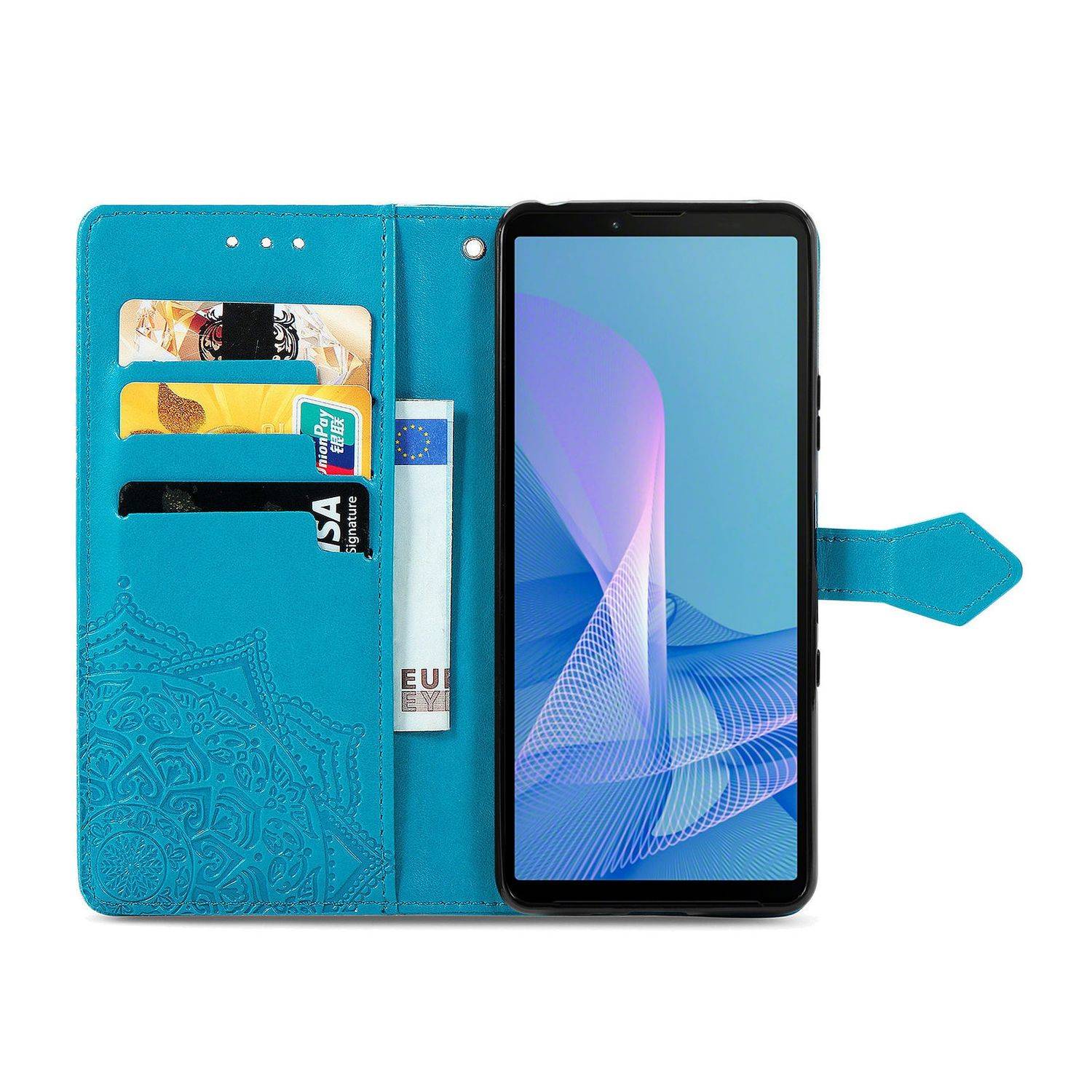 Hülle kompatibel mit Sony Xperia 1 III Kunstleder Handyhülle - Handy Case Blau