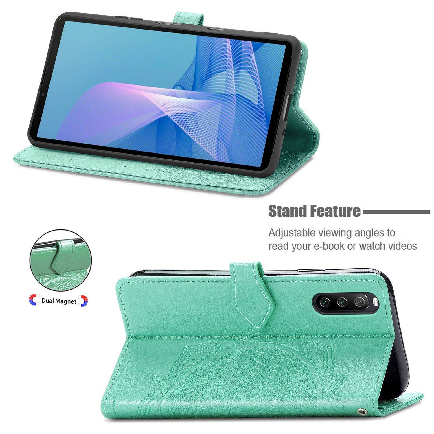 Hülle kompatibel mit Sony Xperia 1 III Kunstleder Handyhülle - Handy Case Grün