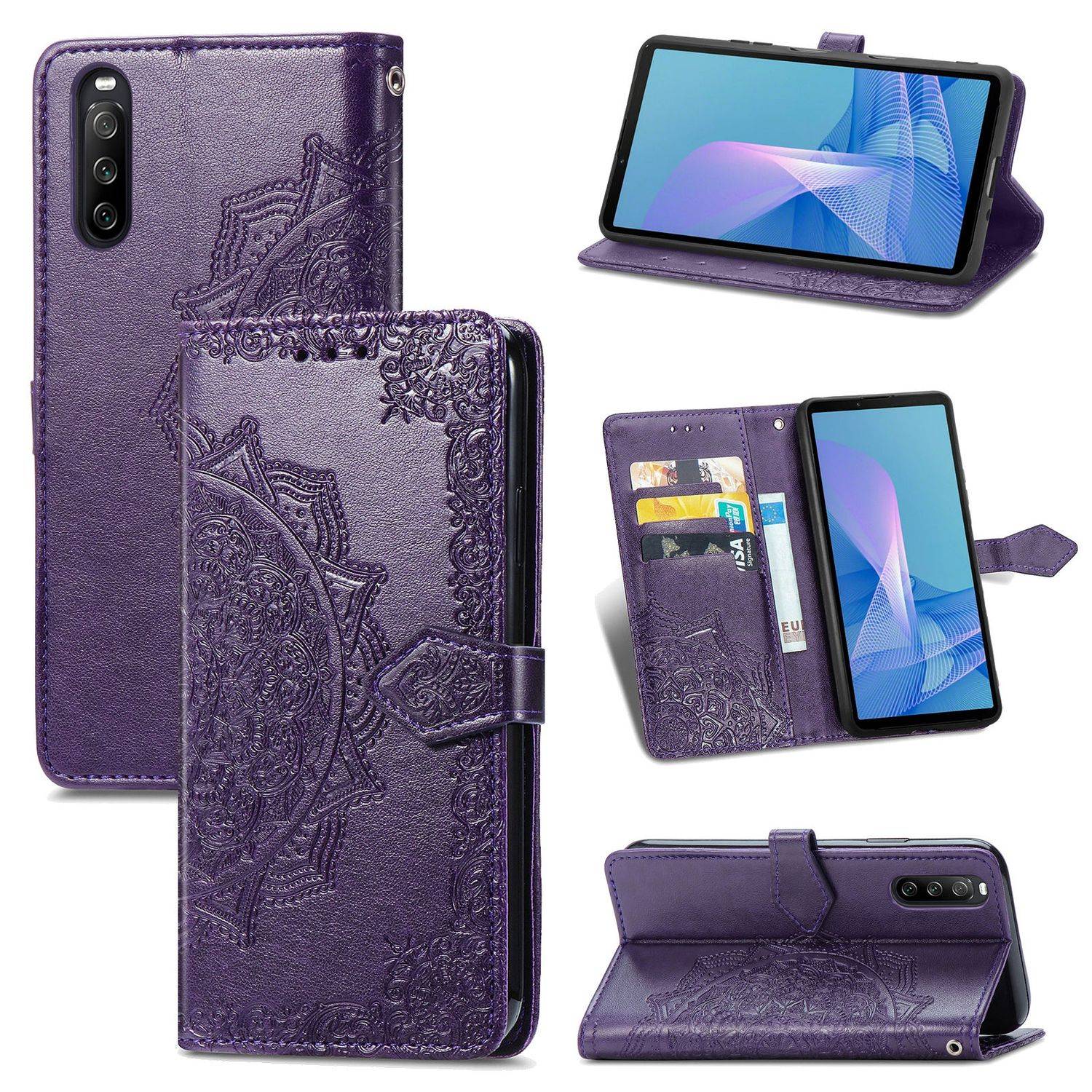 Hülle kompatibel mit Sony Xperia 1 III Kunstleder Handyhülle - Handy Case Violett