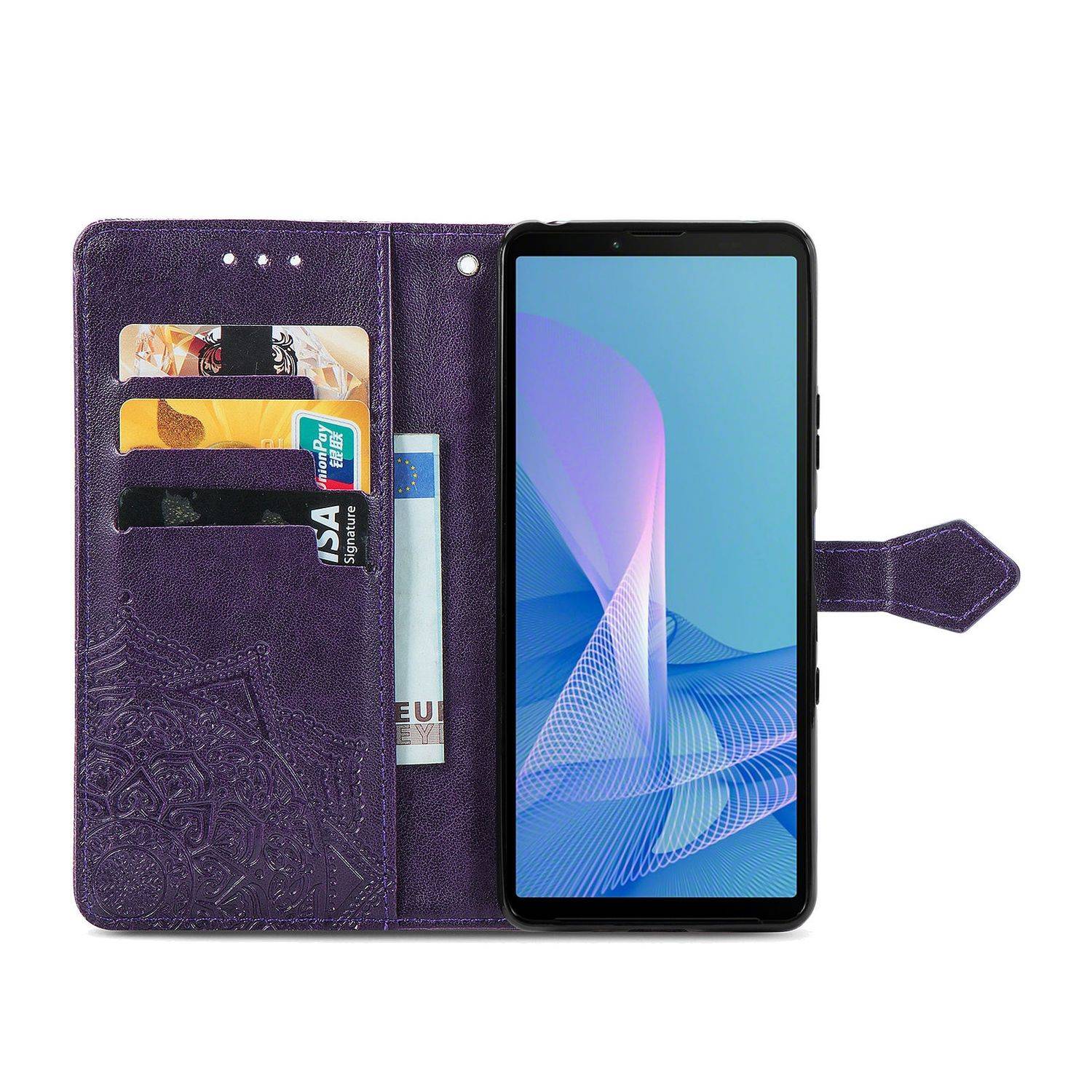 Hülle kompatibel mit Sony Xperia 1 III Kunstleder Handyhülle - Handy Case Violett