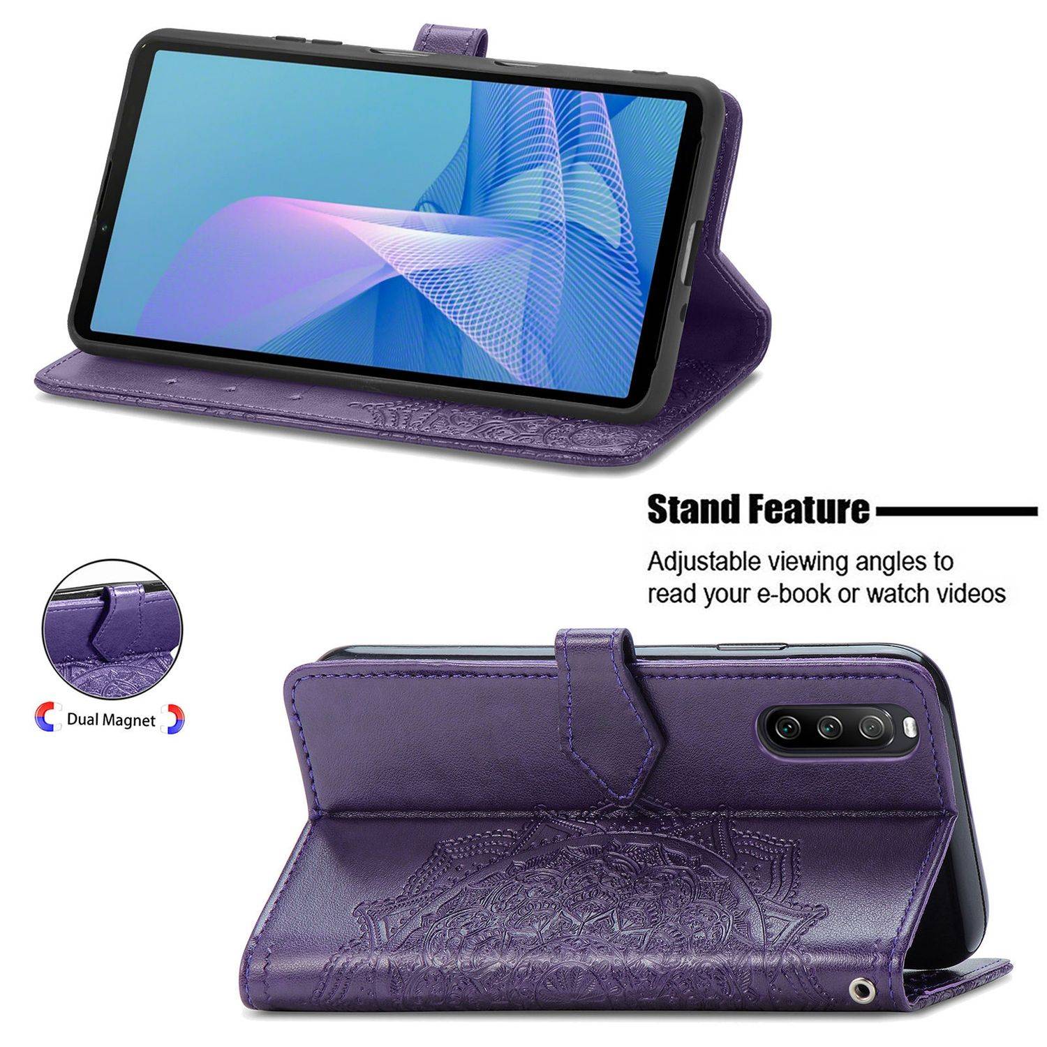Hülle kompatibel mit Sony Xperia 1 III Kunstleder Handyhülle - Handy Case Violett