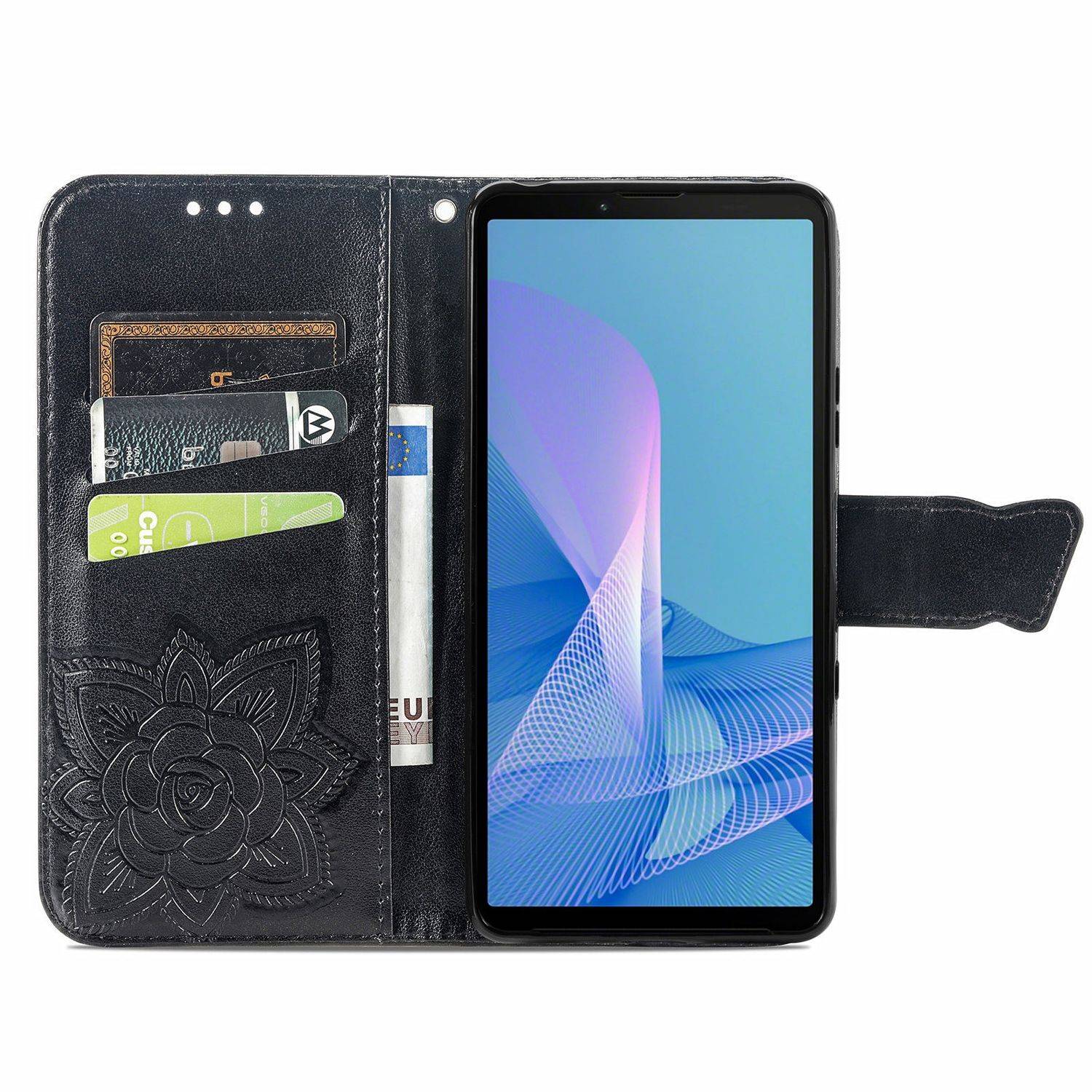 Hülle kompatibel mit Sony Xperia 10 III Kunstleder Handyhülle - Handy Case Schwarz