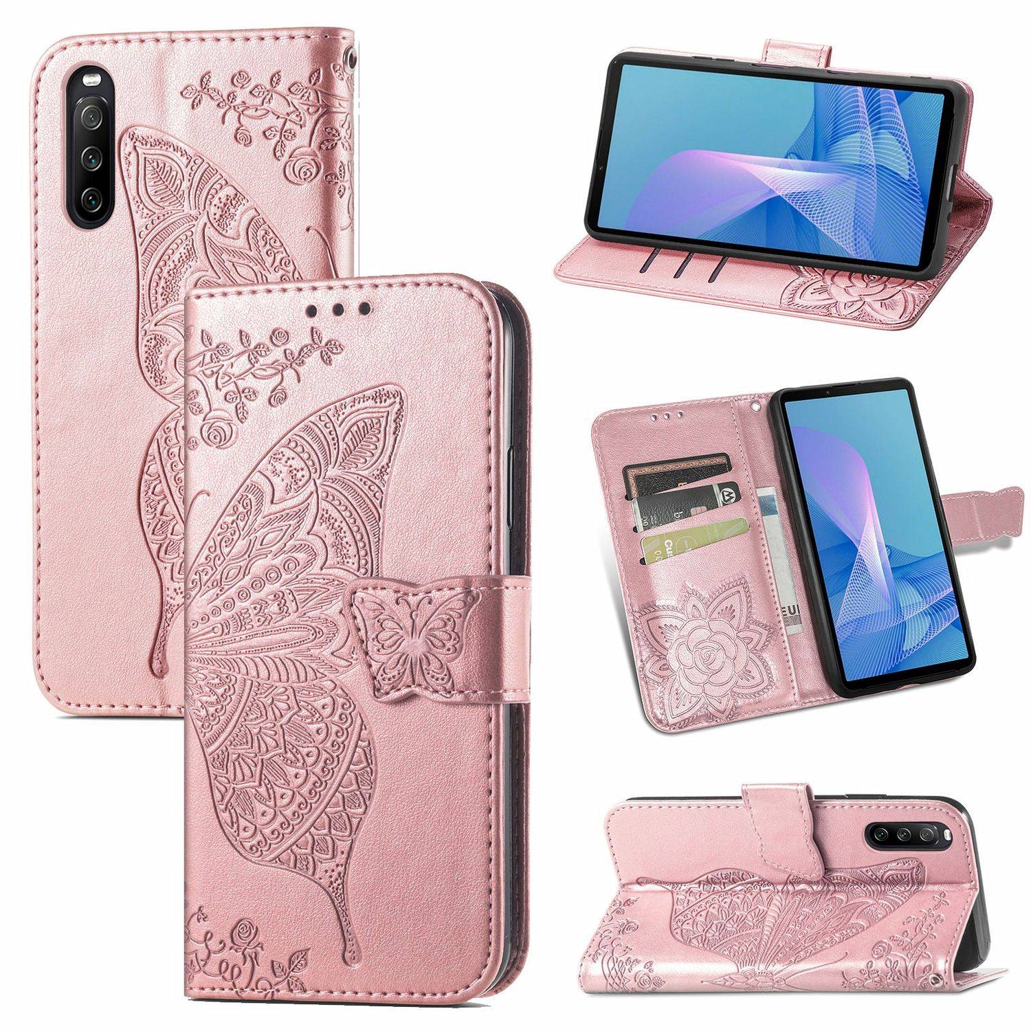 Hülle kompatibel mit Sony Xperia 10 III Kunstleder Handyhülle - Handy Case Rose Gold