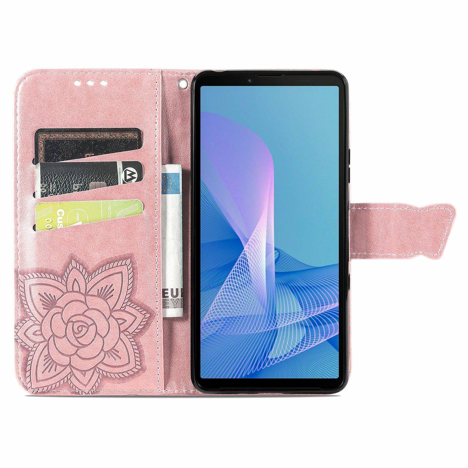 Hülle kompatibel mit Sony Xperia 10 III Kunstleder Handyhülle - Handy Case Rose Gold