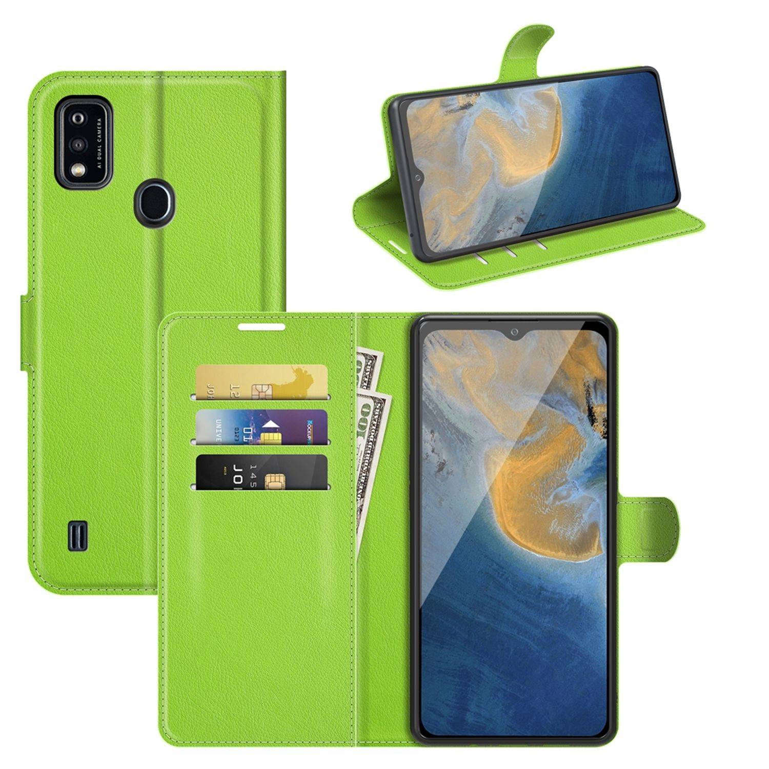 Hülle kompatibel mit ZTE Blade A51 Kunstleder Handyhülle - Handy Case Grün