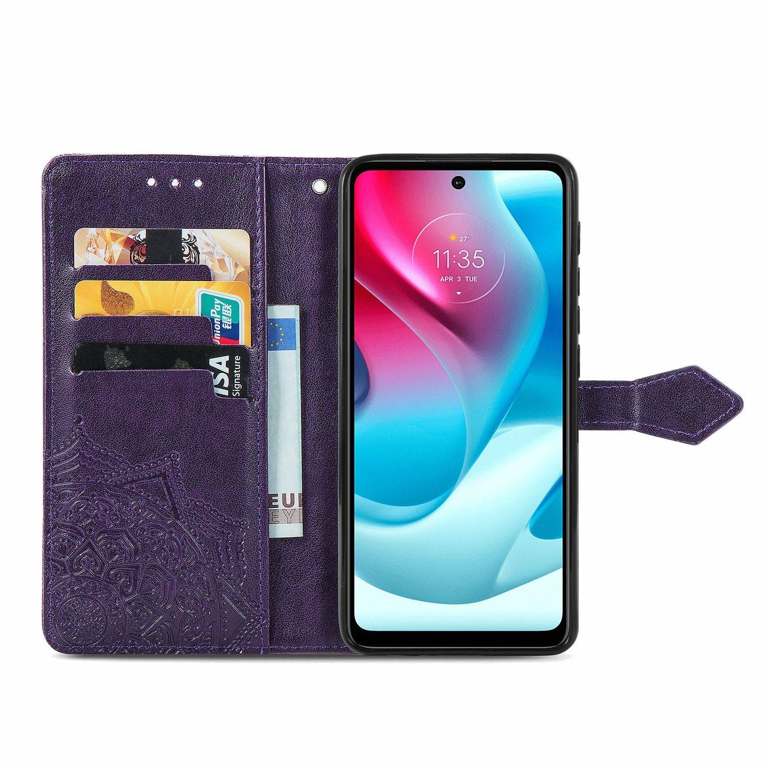 Hülle kompatibel mit Motorola Moto G60S Kunstleder Handyhülle - Handy Case Violett