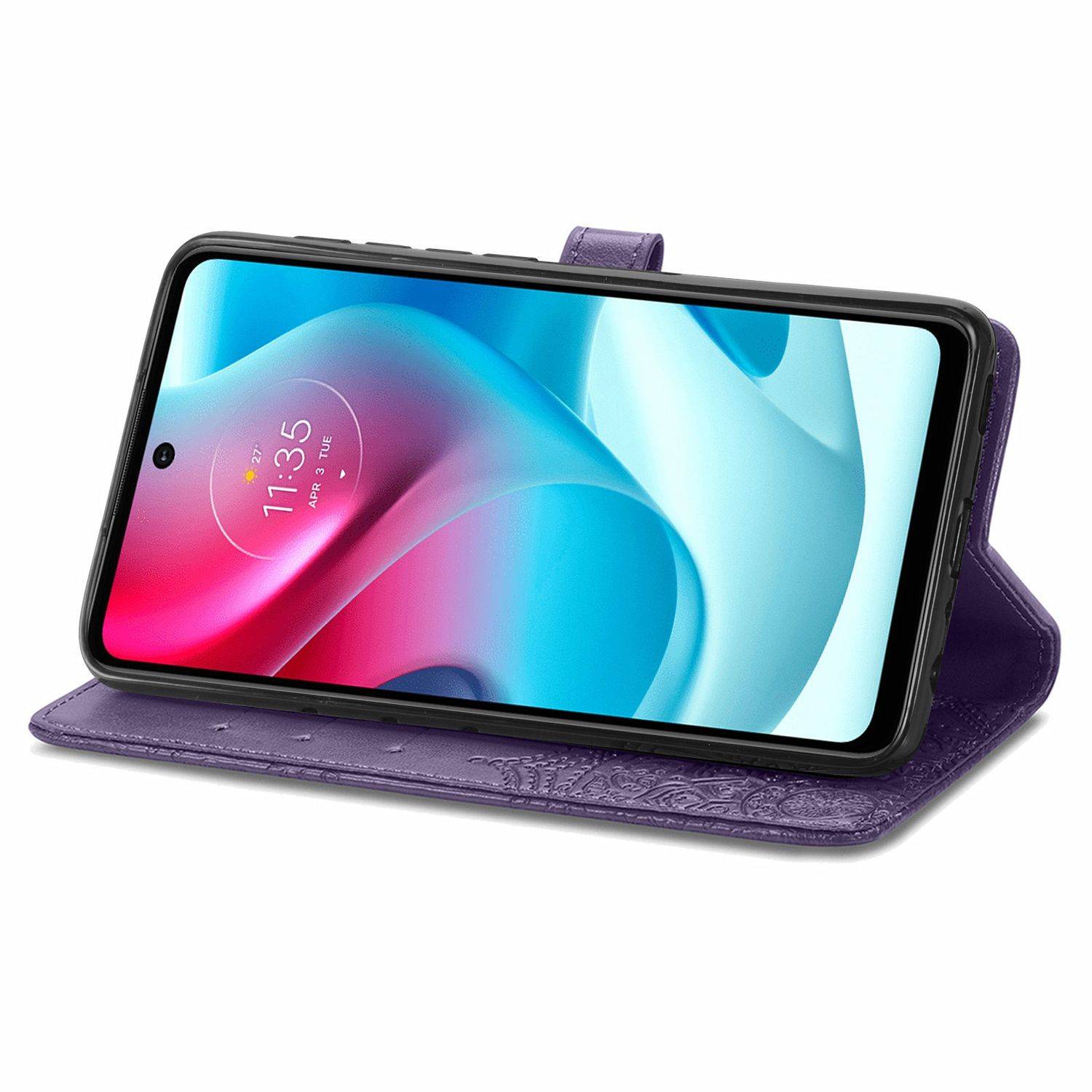 Hülle kompatibel mit Motorola Moto G60S Kunstleder Handyhülle - Handy Case Violett