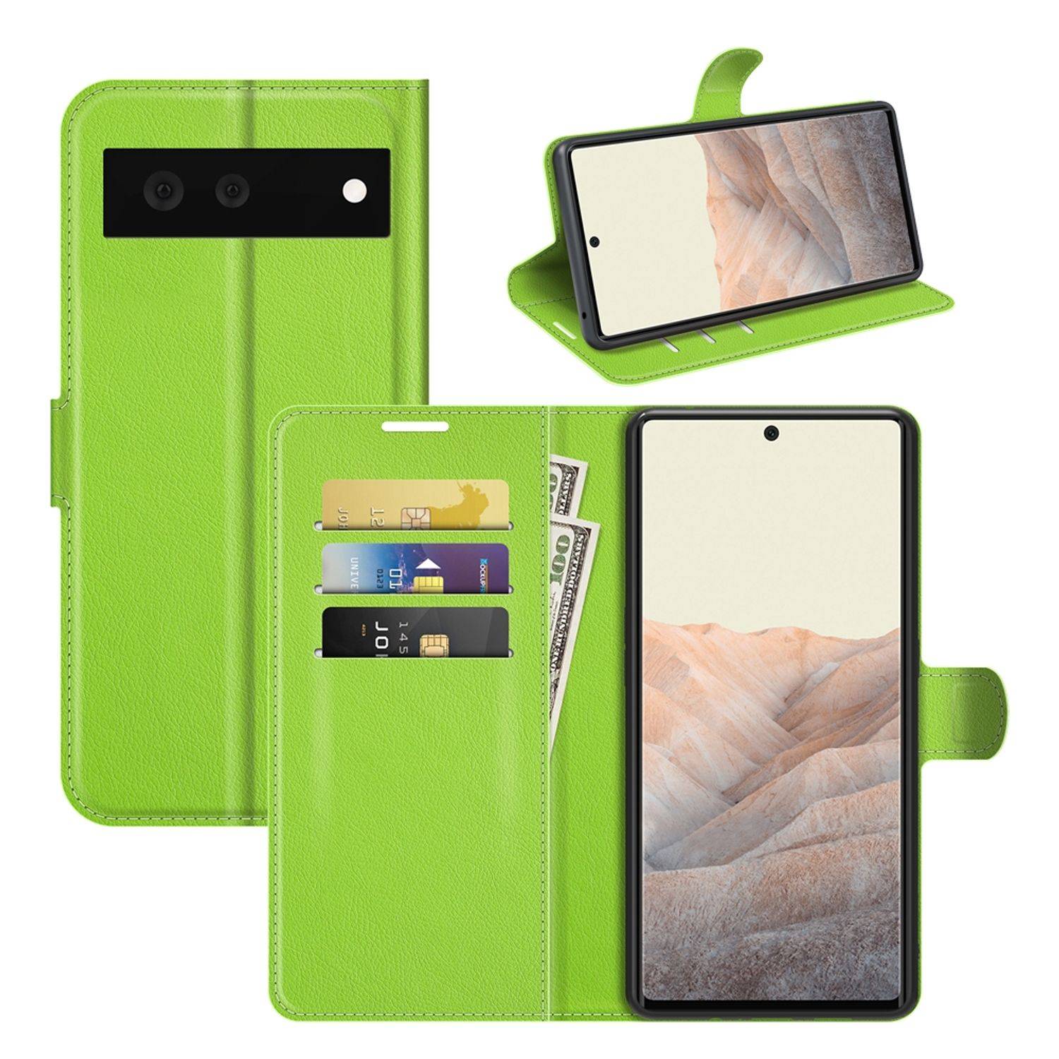 Hülle kompatibel mit Google Pixel 6 Kunstleder Handyhülle - Handy Case Grün