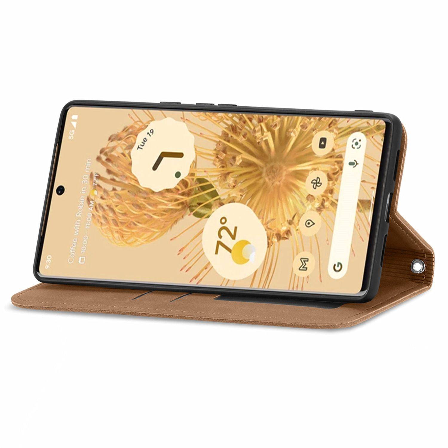 Hülle kompatibel mit Google Pixel 6 Kunstleder Handyhülle - Handy Case Braun