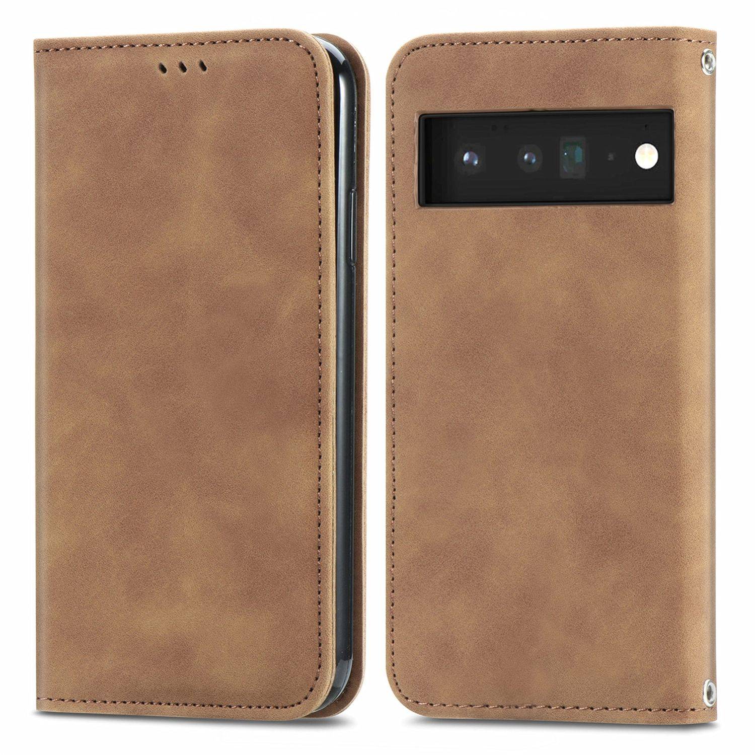 Hülle kompatibel mit Google Pixel 6 Kunstleder Handyhülle - Handy Case Braun