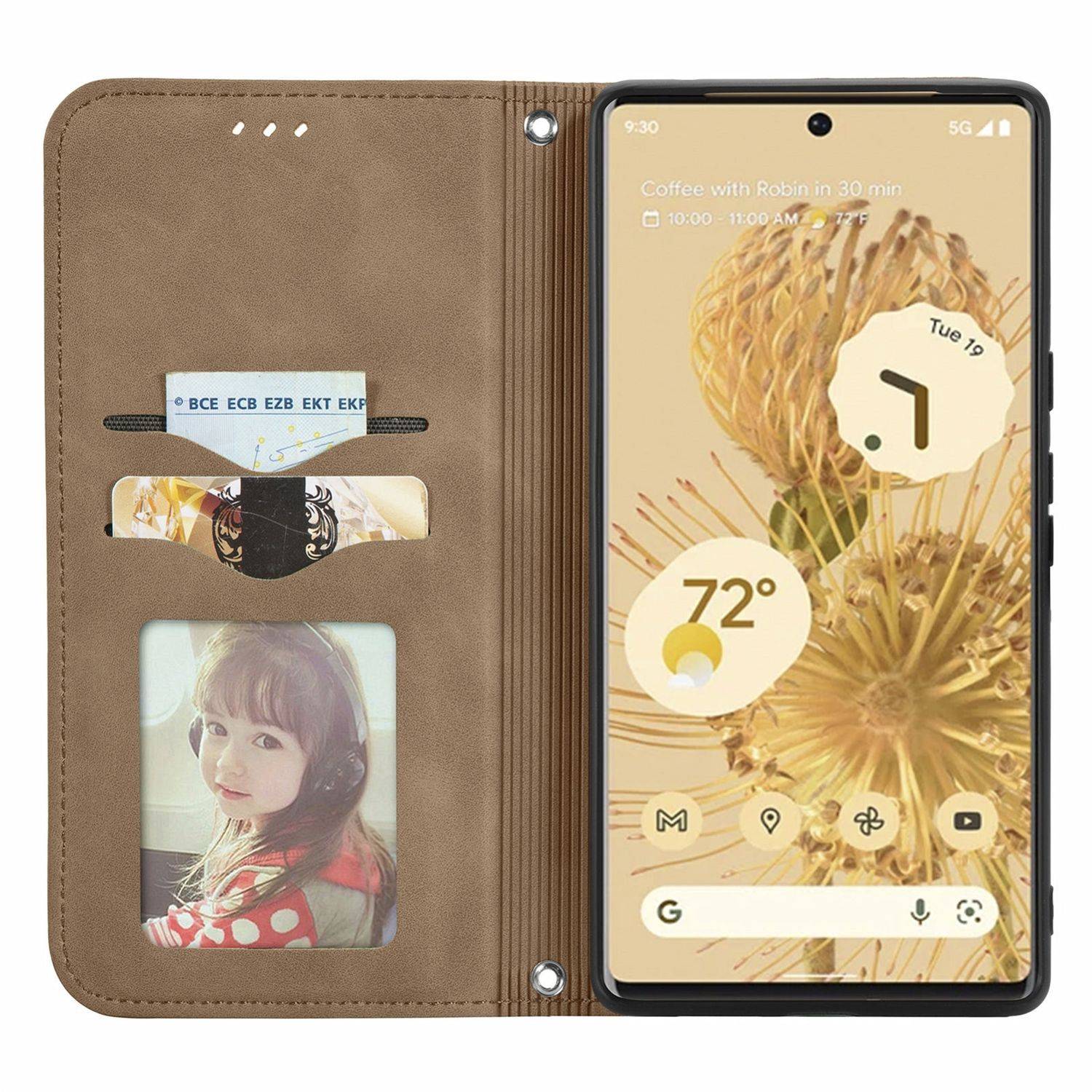 Hülle kompatibel mit Google Pixel 6 Kunstleder Handyhülle - Handy Case Braun