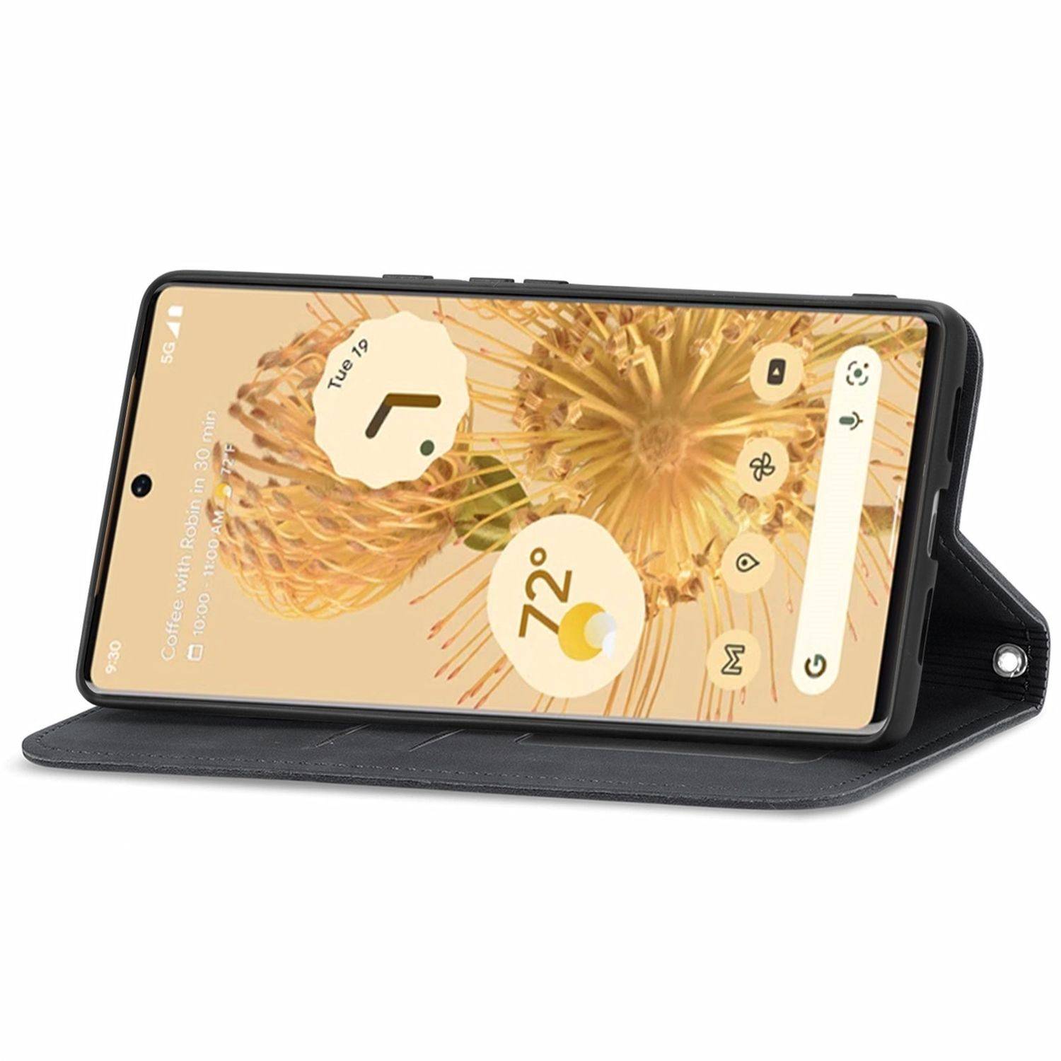 Hülle kompatibel mit Google Pixel 6 Pro Kunstleder Handyhülle - Handy Case Schwarz